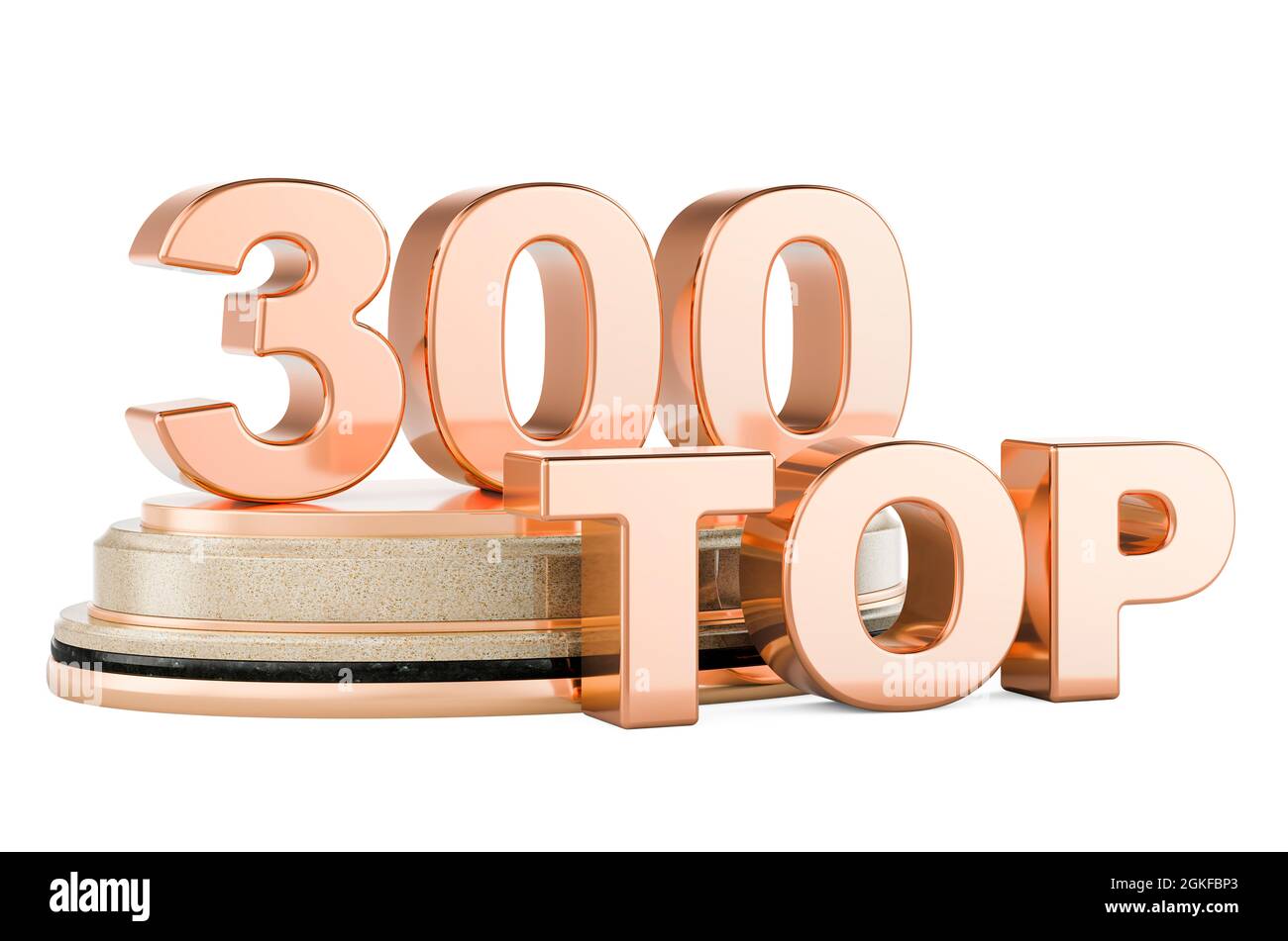 Top 300, premio podio. Rendering 3D isolato su sfondo bianco Foto Stock