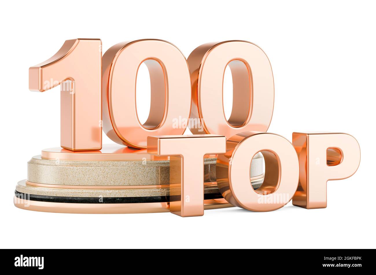 Top 100, premio podio. Rendering 3D isolato su sfondo bianco Foto Stock