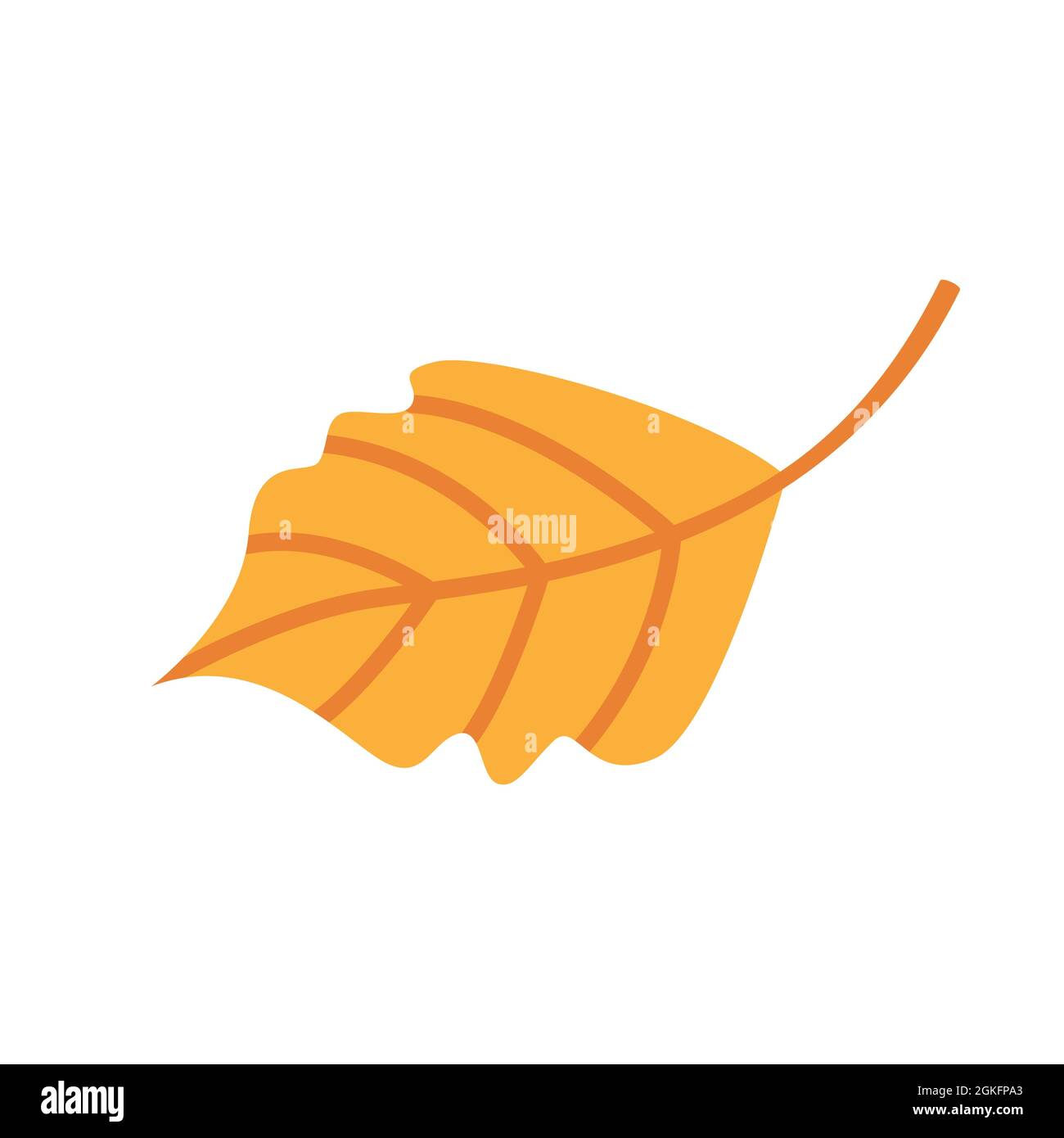 Carino autunno caduta foglia gialla. Elemento o clipart autunnali per la progettazione di biglietti d'auguri. Oggetto stagionale, elemento al giorno del Ringraziamento, giorno del raccolto, Halloween Illustrazione Vettoriale