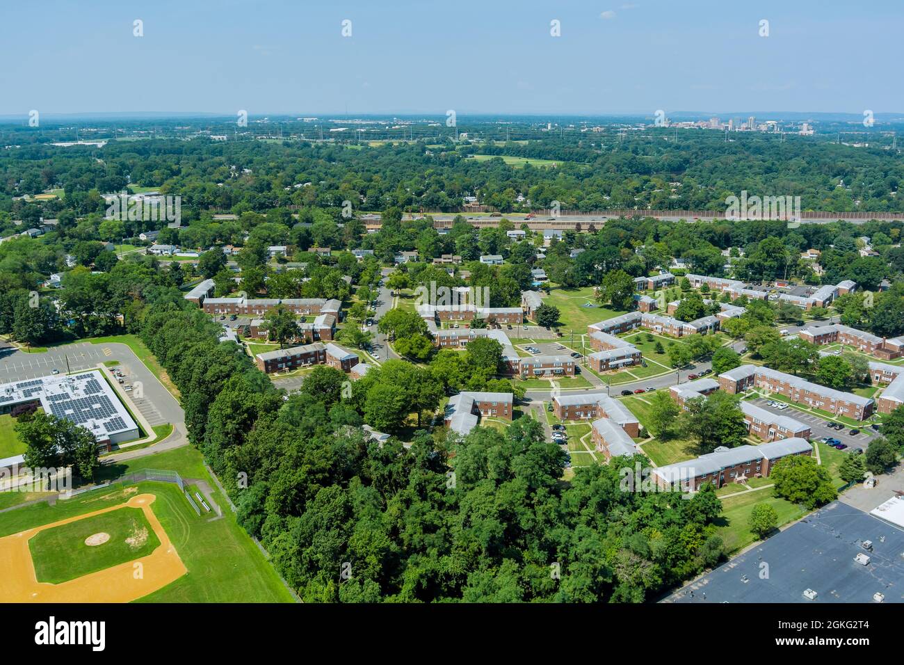 Vista aerea delle case, un quartiere residenziale East Brunswick New Jersey Foto Stock