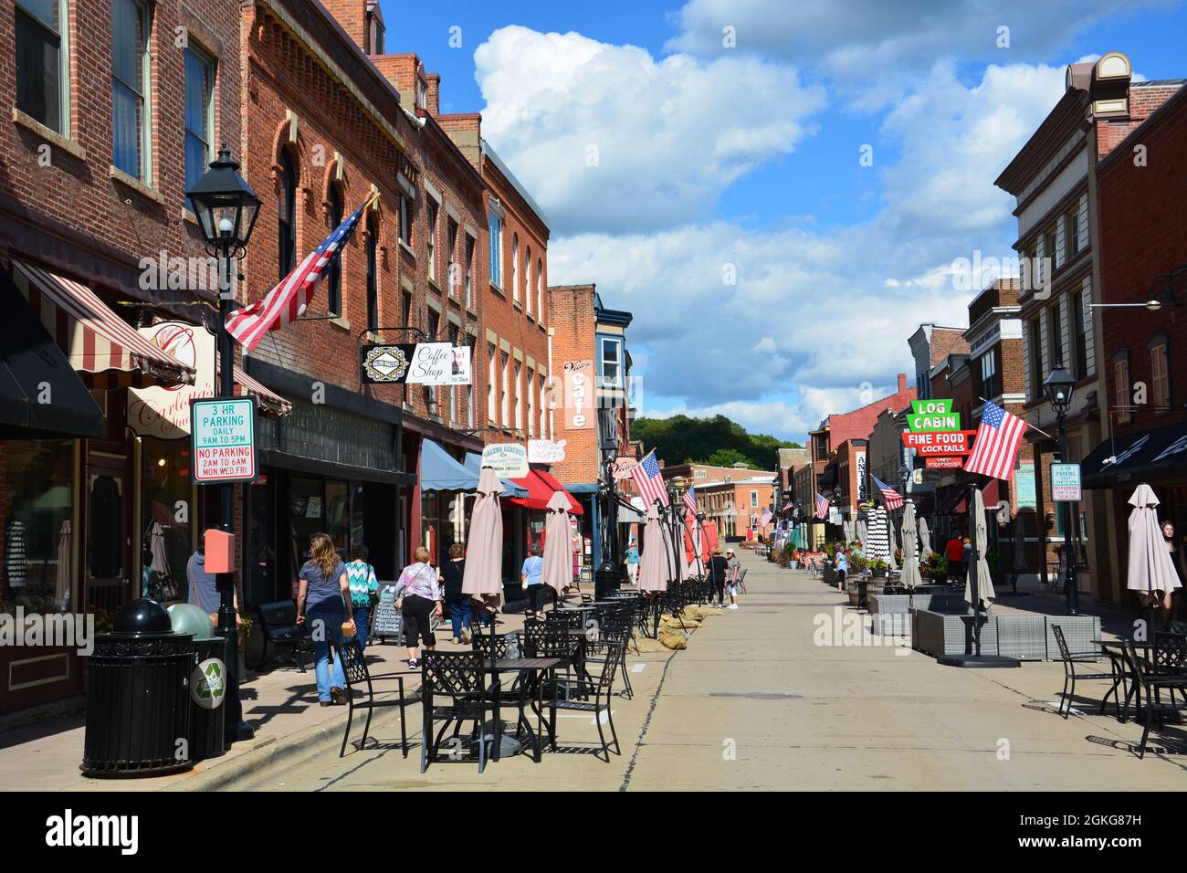Centro storico quartiere dello shopping di Galena, Illinois. Foto Stock