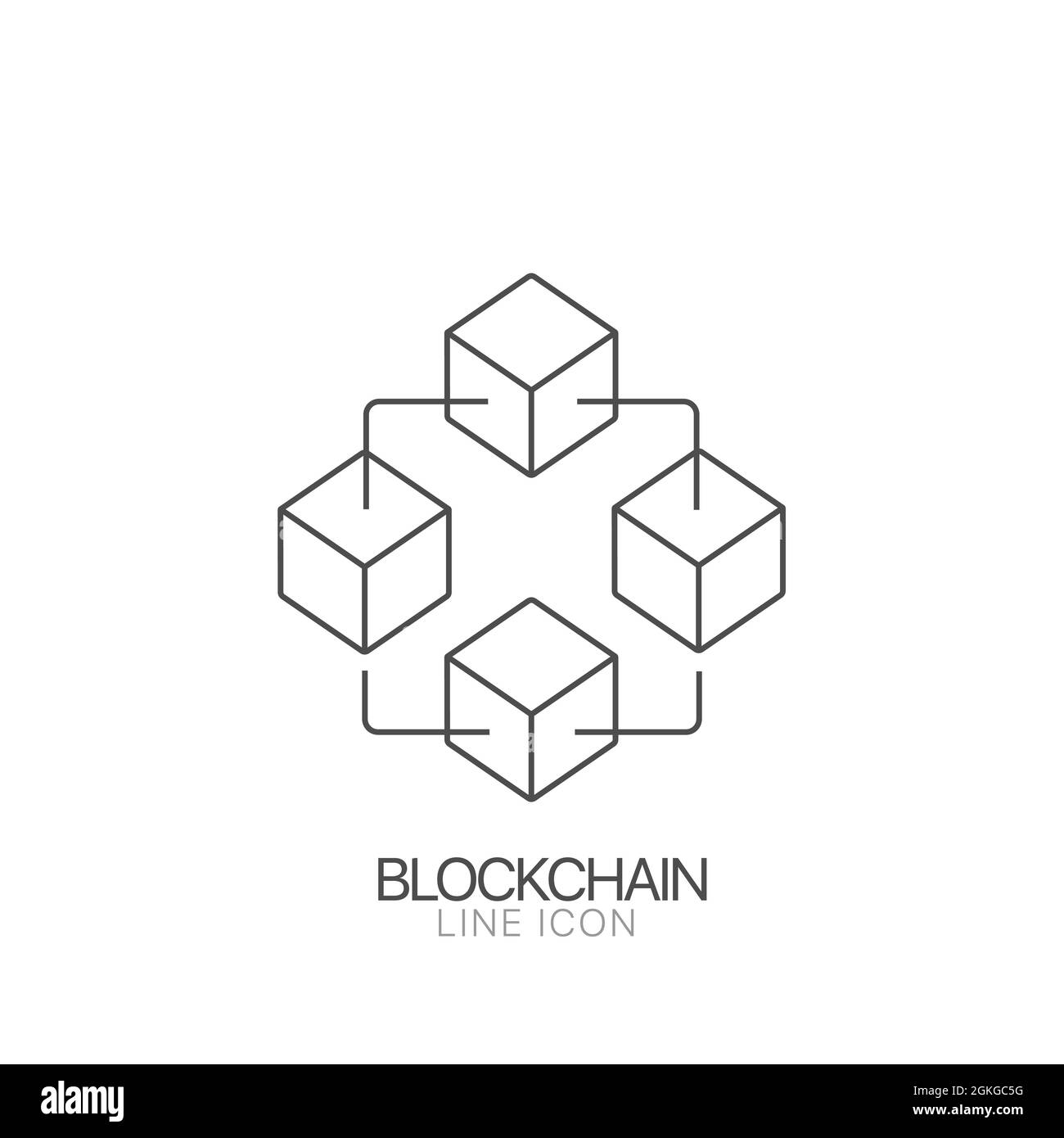 Icona della linea vettoriale Blockchain. Vettore dei blocchi di criptovaluta Illustrazione Vettoriale