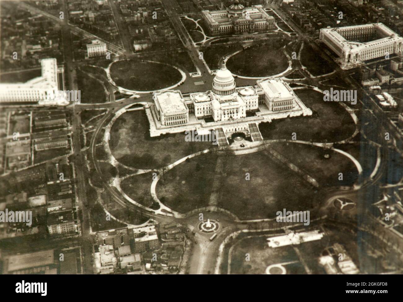 Vista del Campidoglio a Washington durante un volo transatlantico di Graf Zeppelin LZ126 e LZ127 Foto Stock