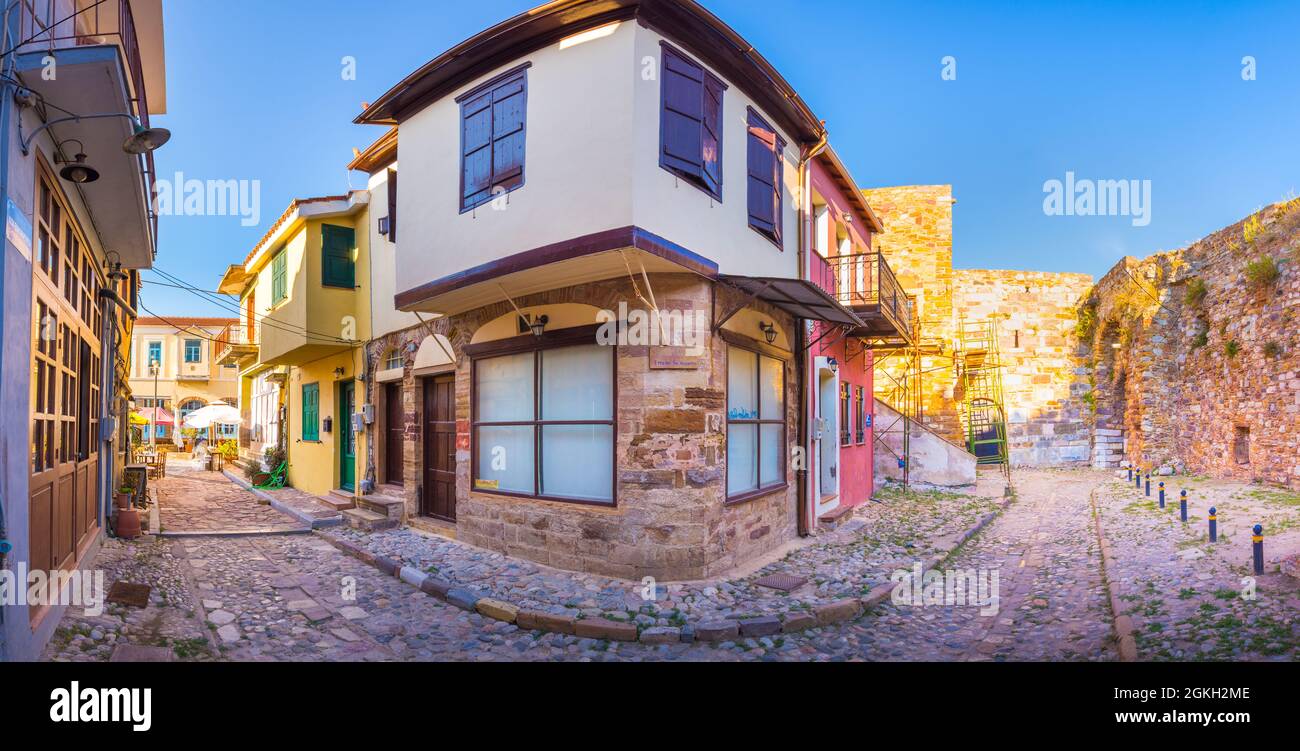 Mura della vecchia fortezza nella città di Chios, Grecia. Foto Stock