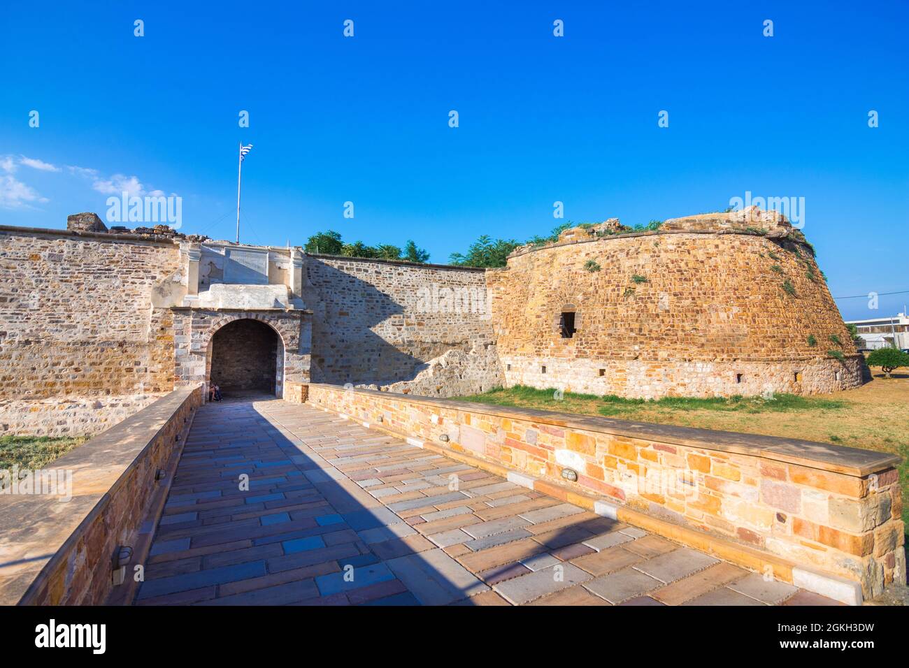 Mura della vecchia fortezza nella città di Chios, Grecia. Foto Stock