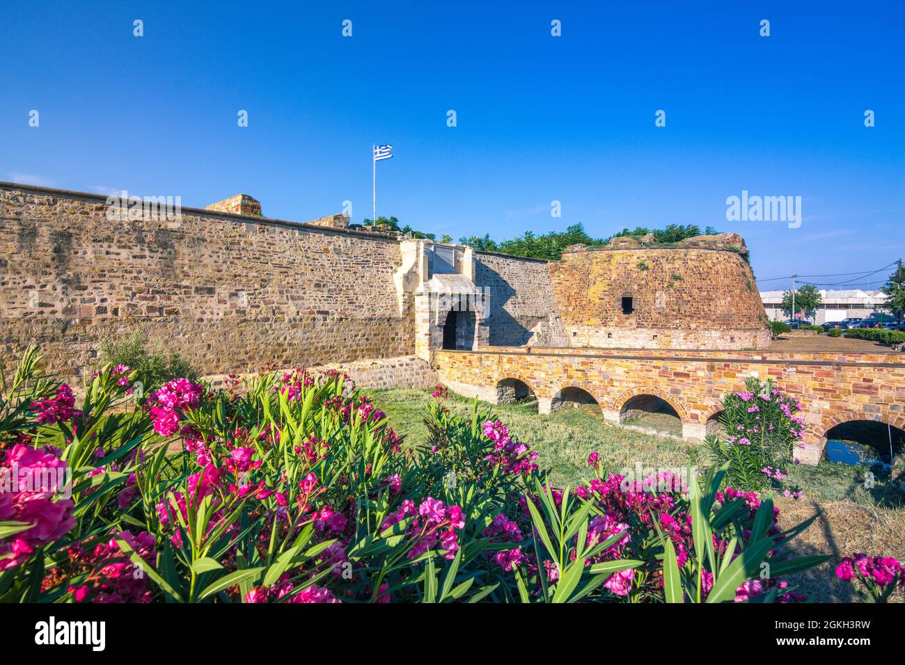 Mura della vecchia fortezza nella città di Chios, Grecia. Foto Stock