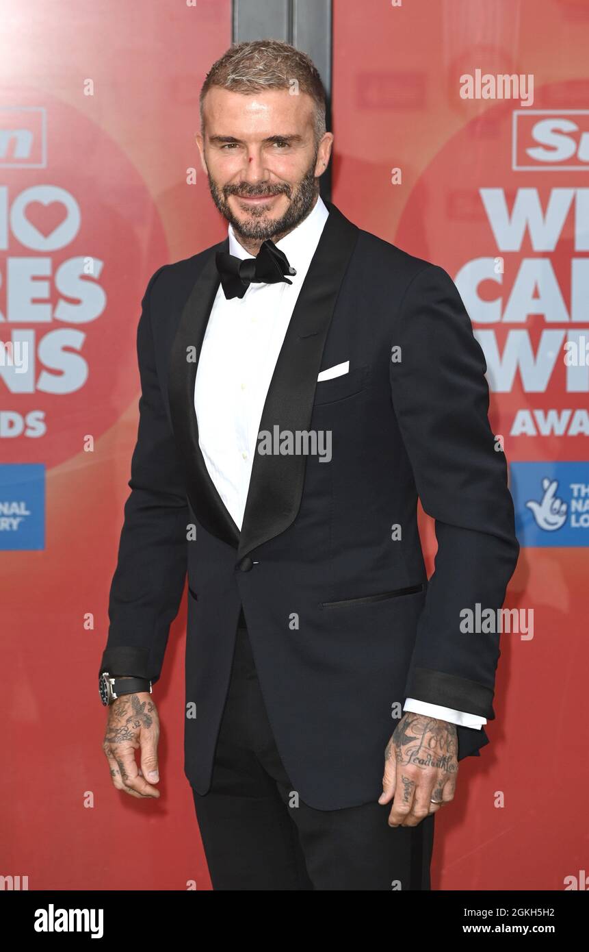 La foto deve essere accreditata ©Alpha Press 079965 14/09/2021 David Beckham The Sun Chi Cares vince i premi 2021 a Londra Foto Stock