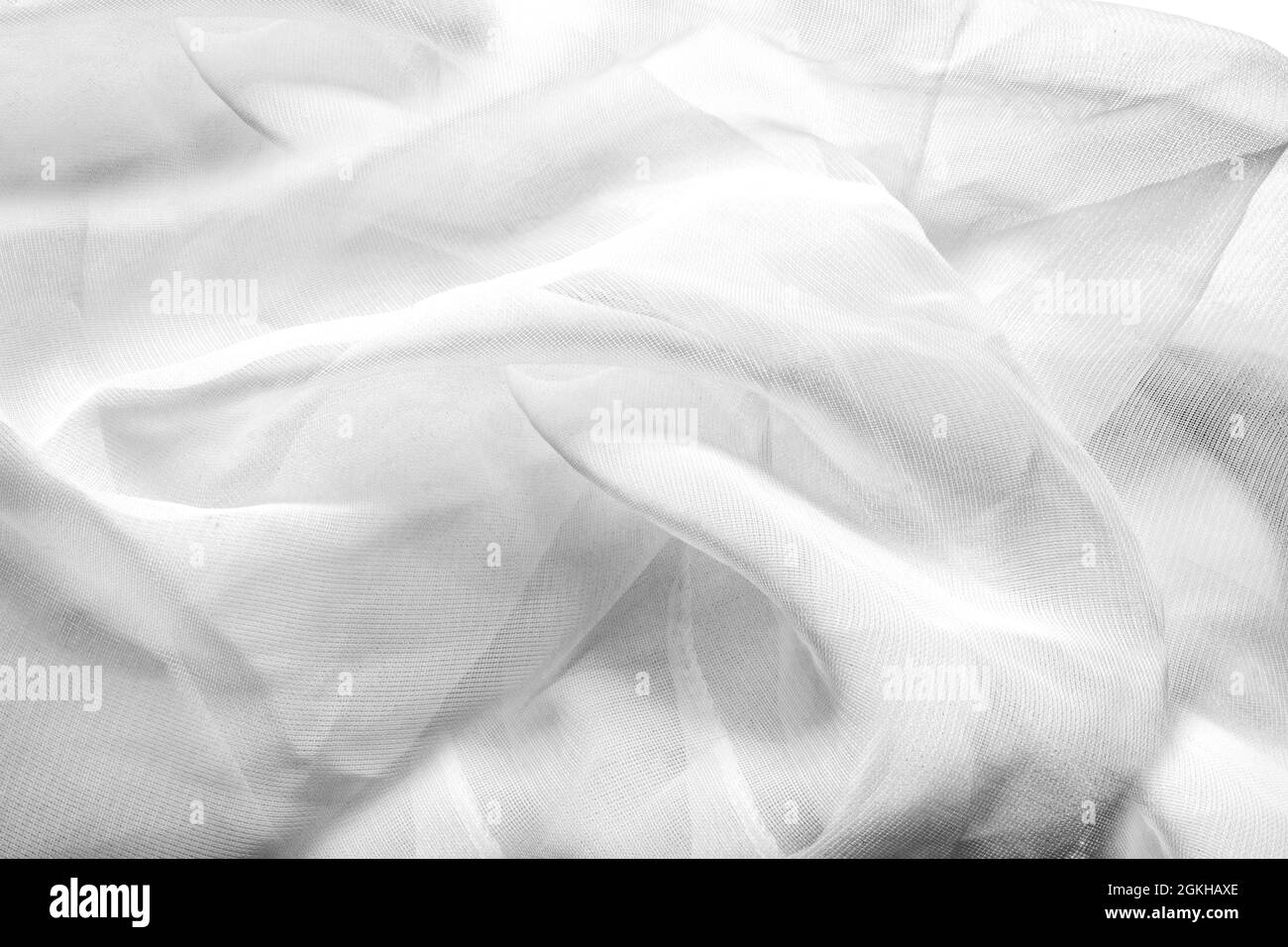 Texture sfondo foto di bianco rete piegata panno. Foto Stock
