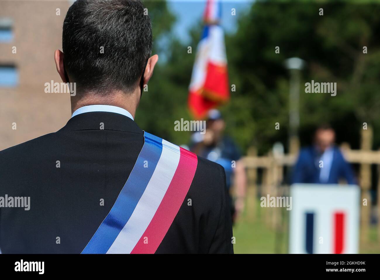 Francia, Valence, 2021-06-18. Cerimonia militare per commemorare l'appello del 18 giugno del generale de Gaulle al Memorial de la Resistance. Fotografia Foto Stock