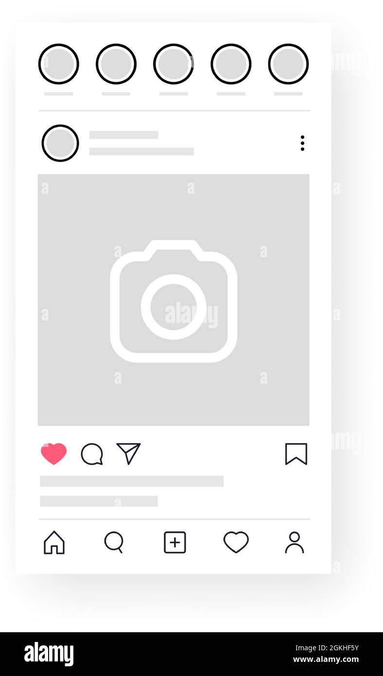 Kiev, Ucraina - 1 agosto 2021: Mobile Instagram profile as Instagram.  Interfaccia modello di creazione cornice fotografica Immagine e Vettoriale  - Alamy