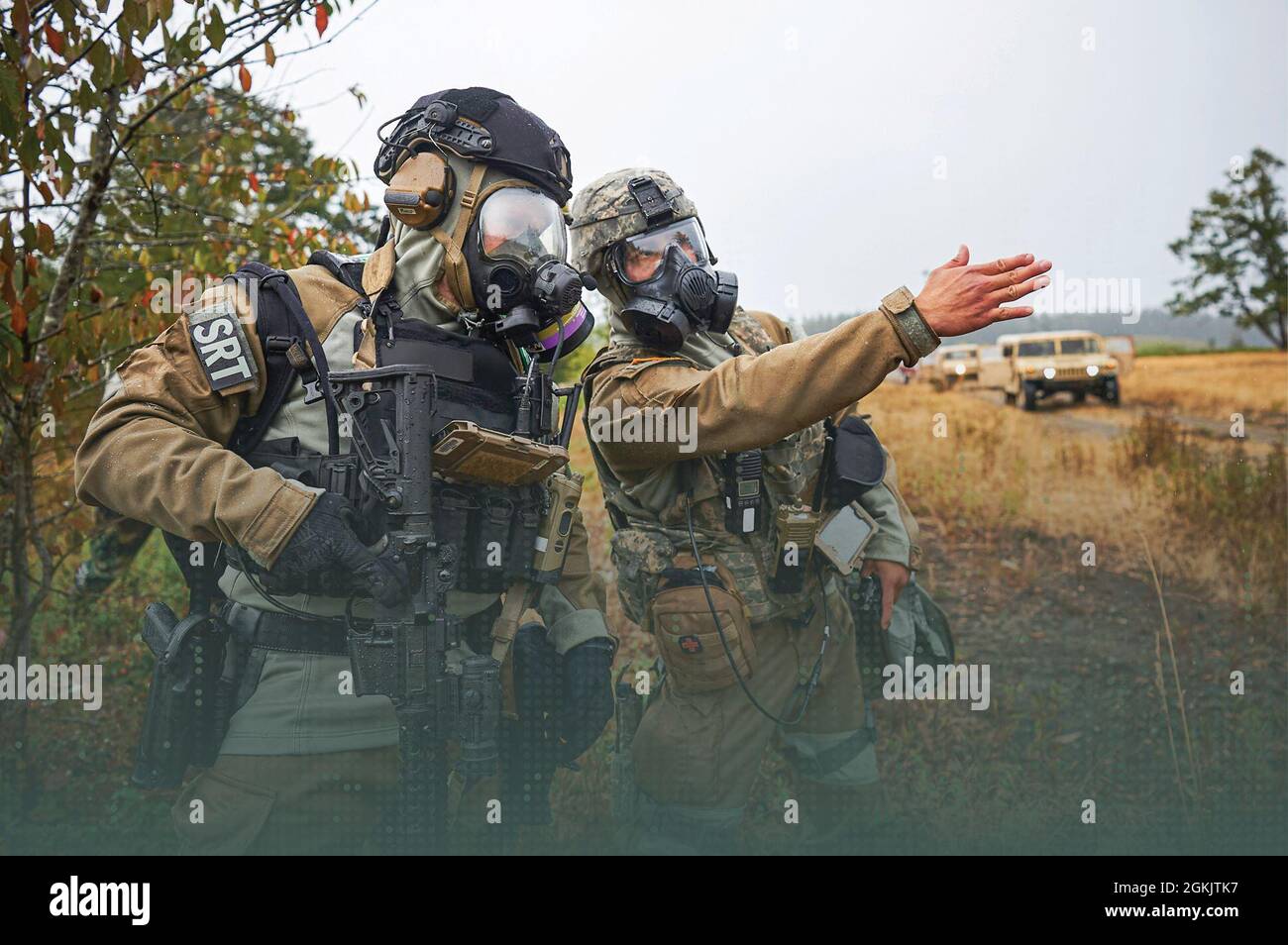 I Warfighters della 101a divisione Airborne dell'esercito degli Stati Uniti, la 20a CBRNE dell'esercito degli Stati Uniti e la 14a Marine Air Group del corpo dei Marine degli Stati Uniti hanno messo la tecnologia CBRN in campo durante una missione simulata al CBOA 2019. (Foto DTRA CB) Foto Stock