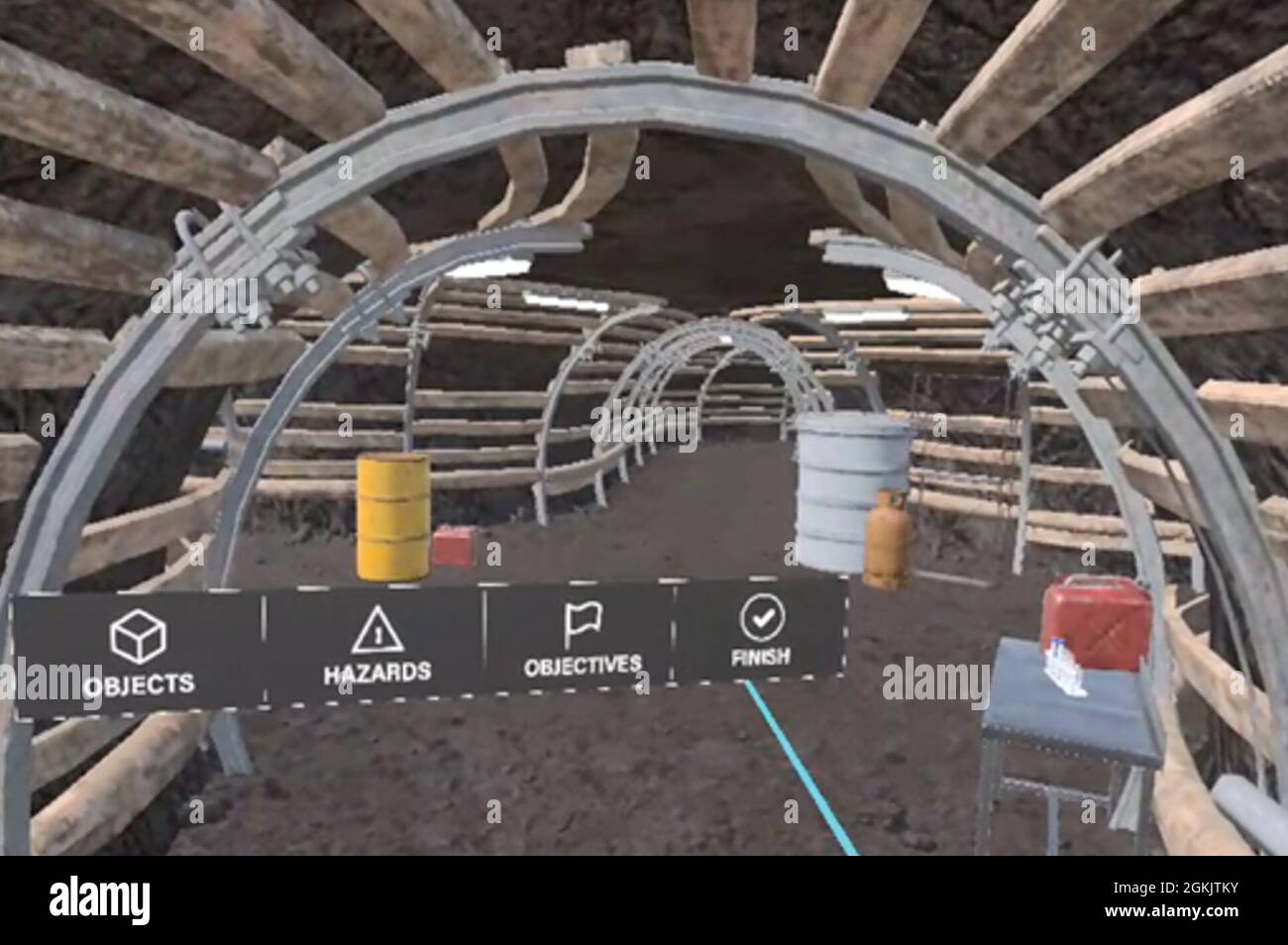Esempi di oggetti interni ammessi nei tunnel sotterranei. Foto Stock