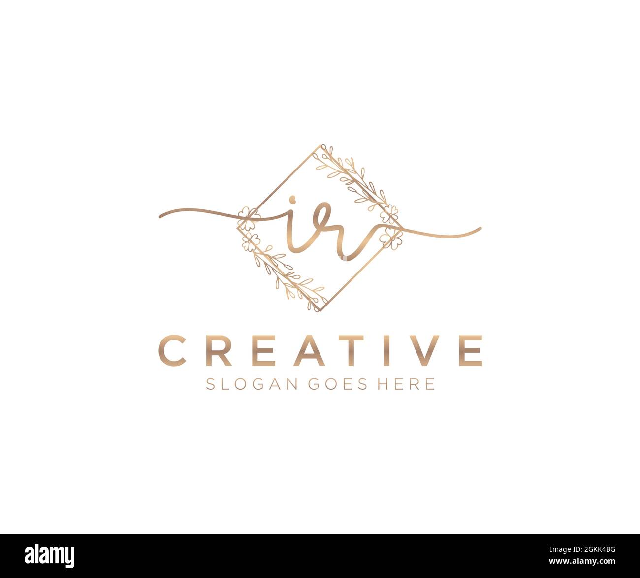 Monogramma di bellezza con logo IR Femminile e design elegante con logo, logo scritto a mano della firma iniziale, matrimonio, moda, floreale e botanico con creatività Illustrazione Vettoriale