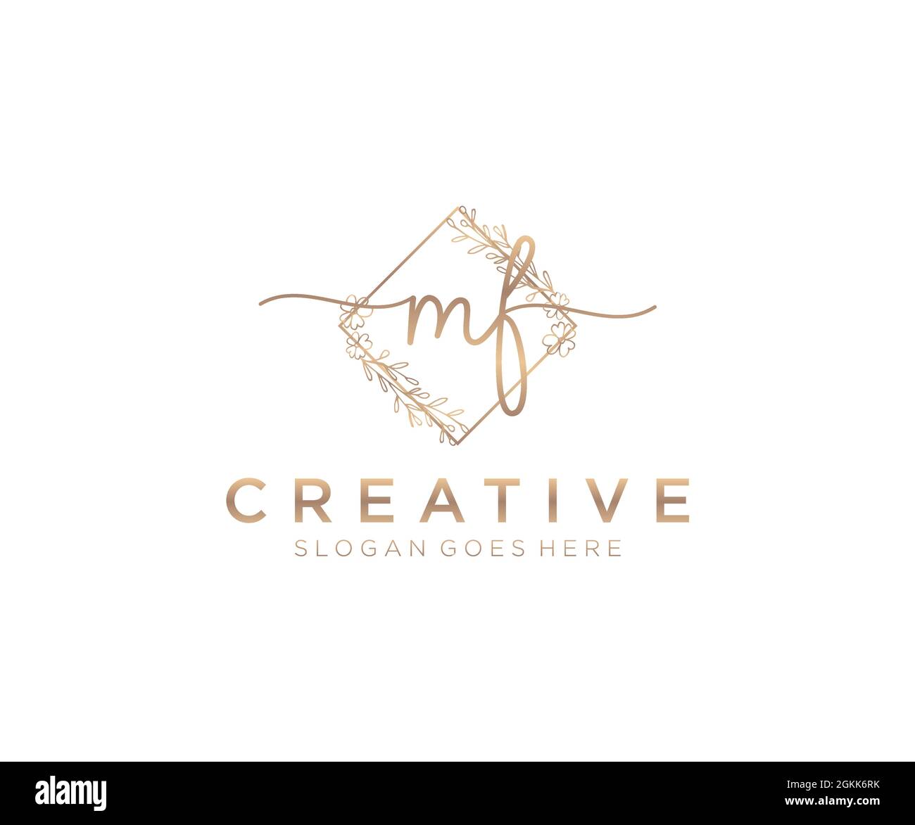Monogramma di bellezza con logo MF Femminile ed elegante design con logo, logo scritto a mano di firma iniziale, matrimonio, moda, floreale e botanico con creatività Illustrazione Vettoriale