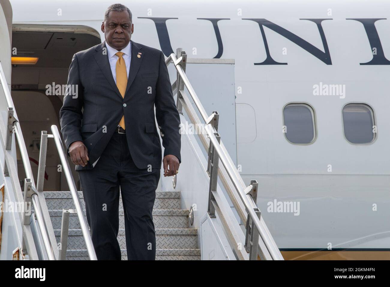 Il Segretario della Difesa Lloyd J. Austin III arriva a West Point, New York, 22 maggio 2021. Foto Stock