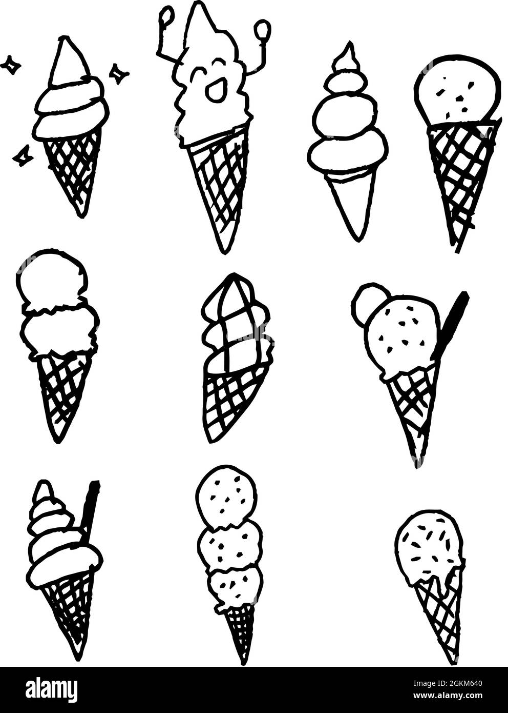 Questa è un'illustrazione dei graffiti del gelato carino disegnati da un bambino Illustrazione Vettoriale