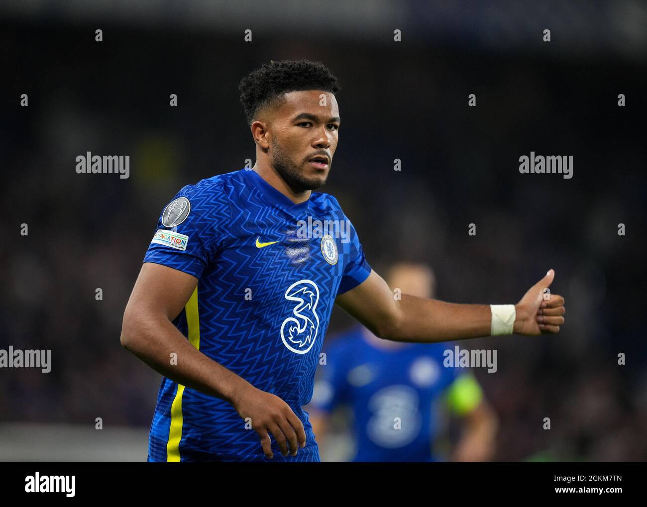 Londra, Regno Unito. 14 settembre 2021. REECE James of Chelsea durante la partita del gruppo UEFA Champions League tra Chelsea e Zenit St. Petersburg a Stamford Bridge, Londra, Inghilterra, il 14 settembre 2021. Foto di Andy Rowland. Credit: Prime Media Images/Alamy Live News Foto Stock