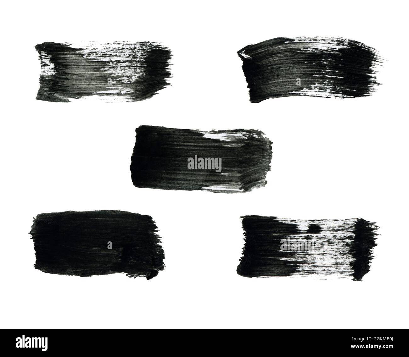 Ad alta risoluzione astratto nero acquerello dipinti tratti isolati su bianco sfondo Foto Stock