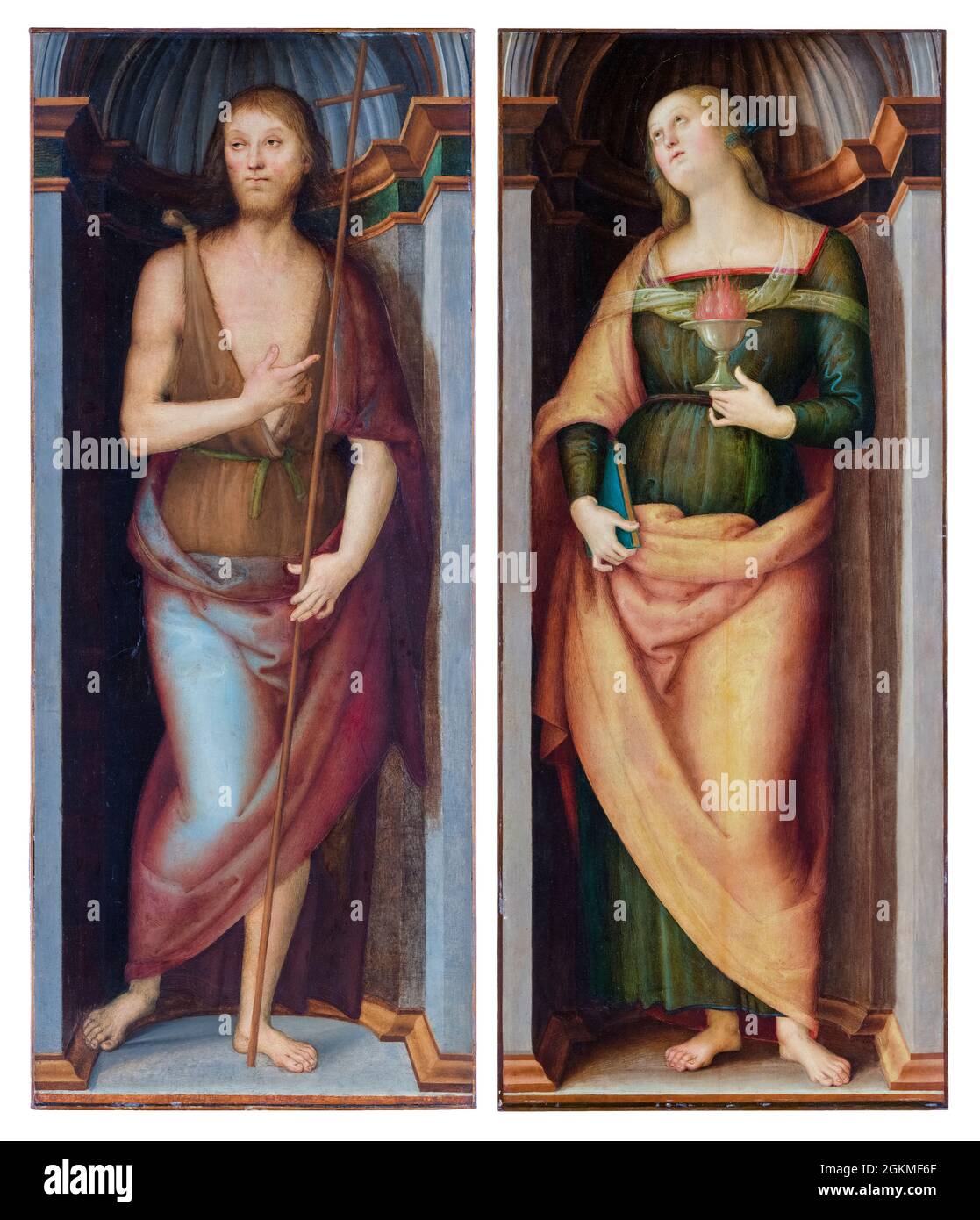 Perugino, San Giovanni Battista e Santa Lucia, dipinto, prima del 1523 Foto Stock