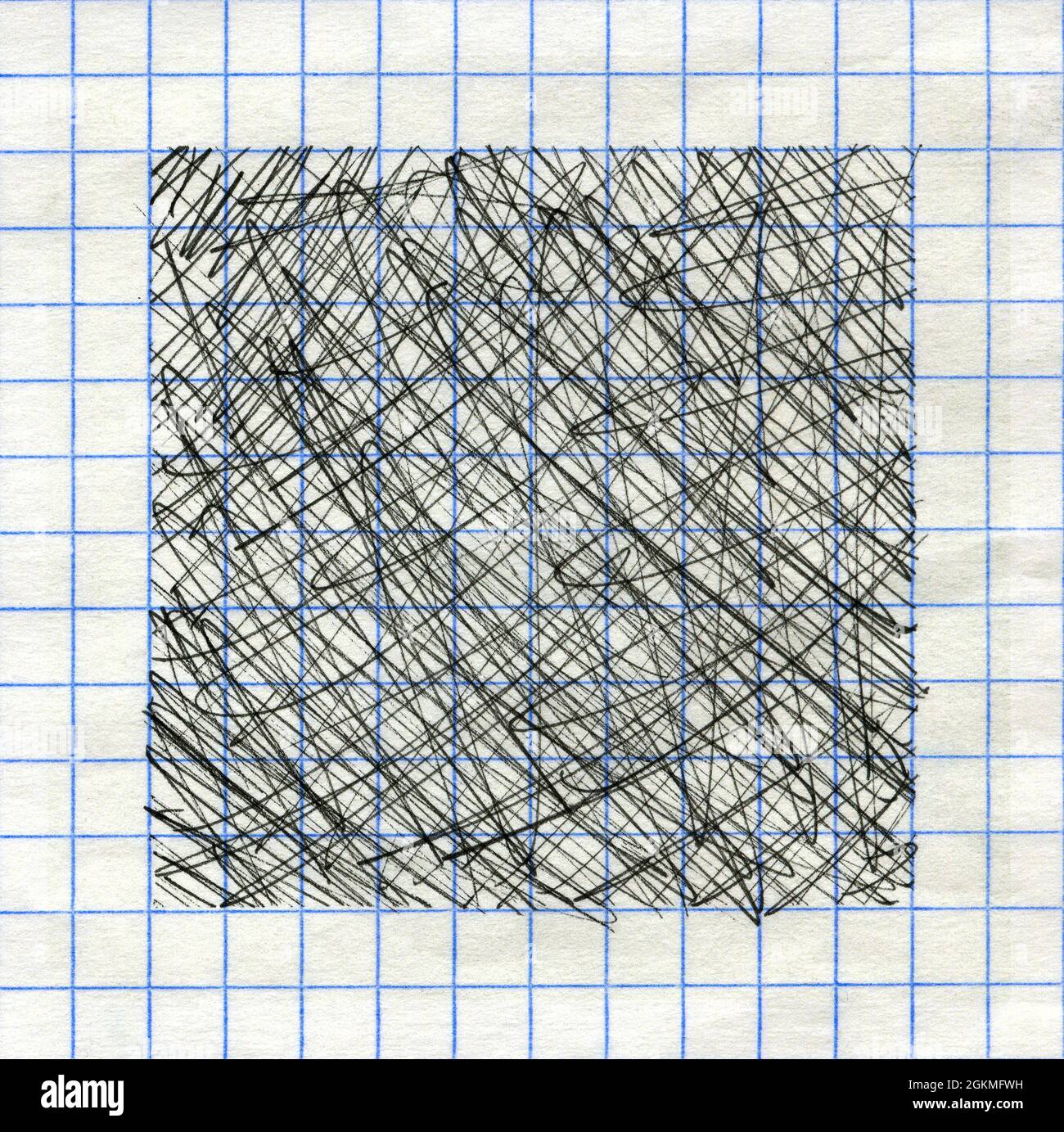 Penna di inchiostro graffiato cornice di sfondo su carta matematica Foto Stock