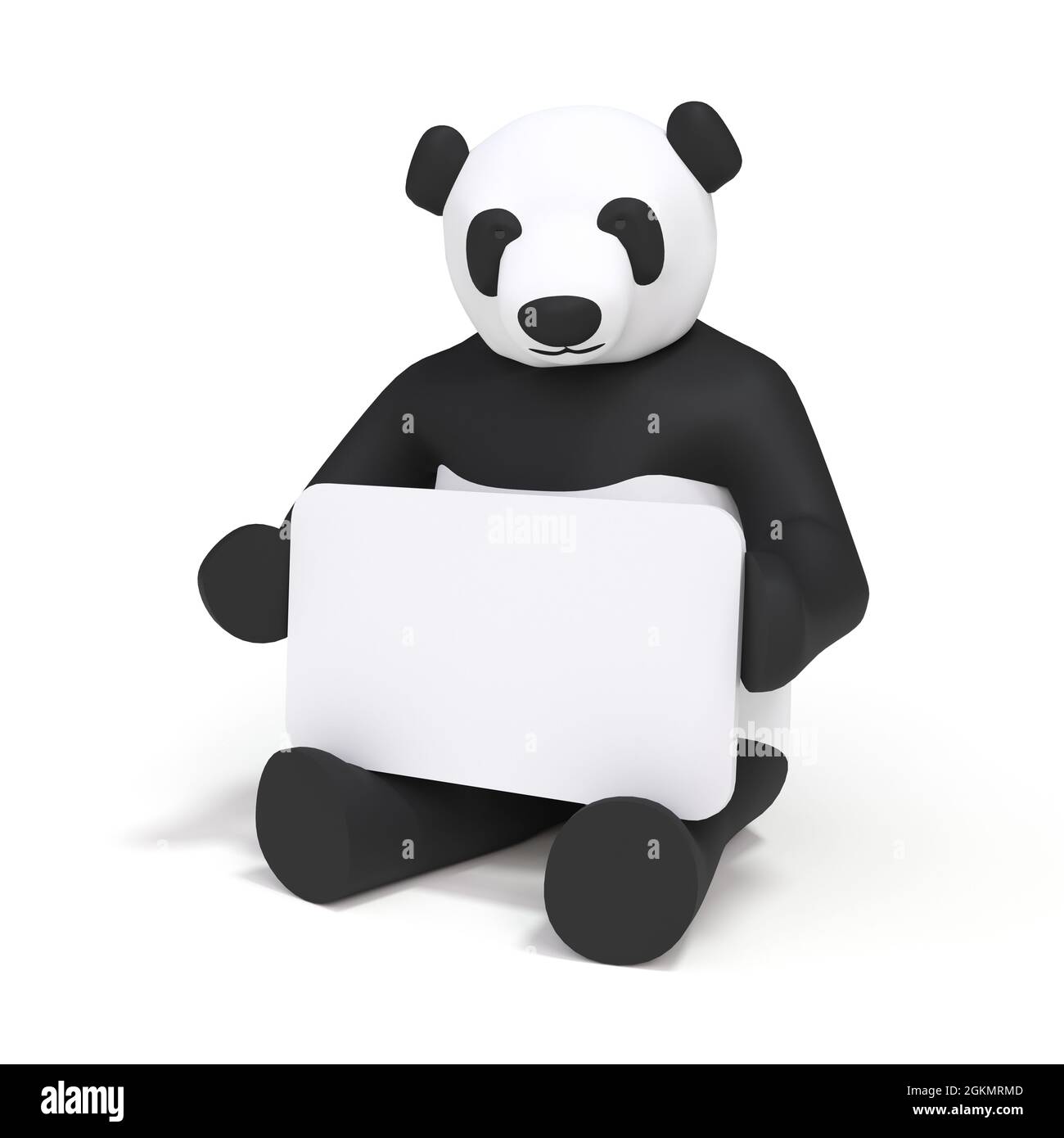 Panda seduta su sfondo bianco - illustrazione 3D Foto Stock
