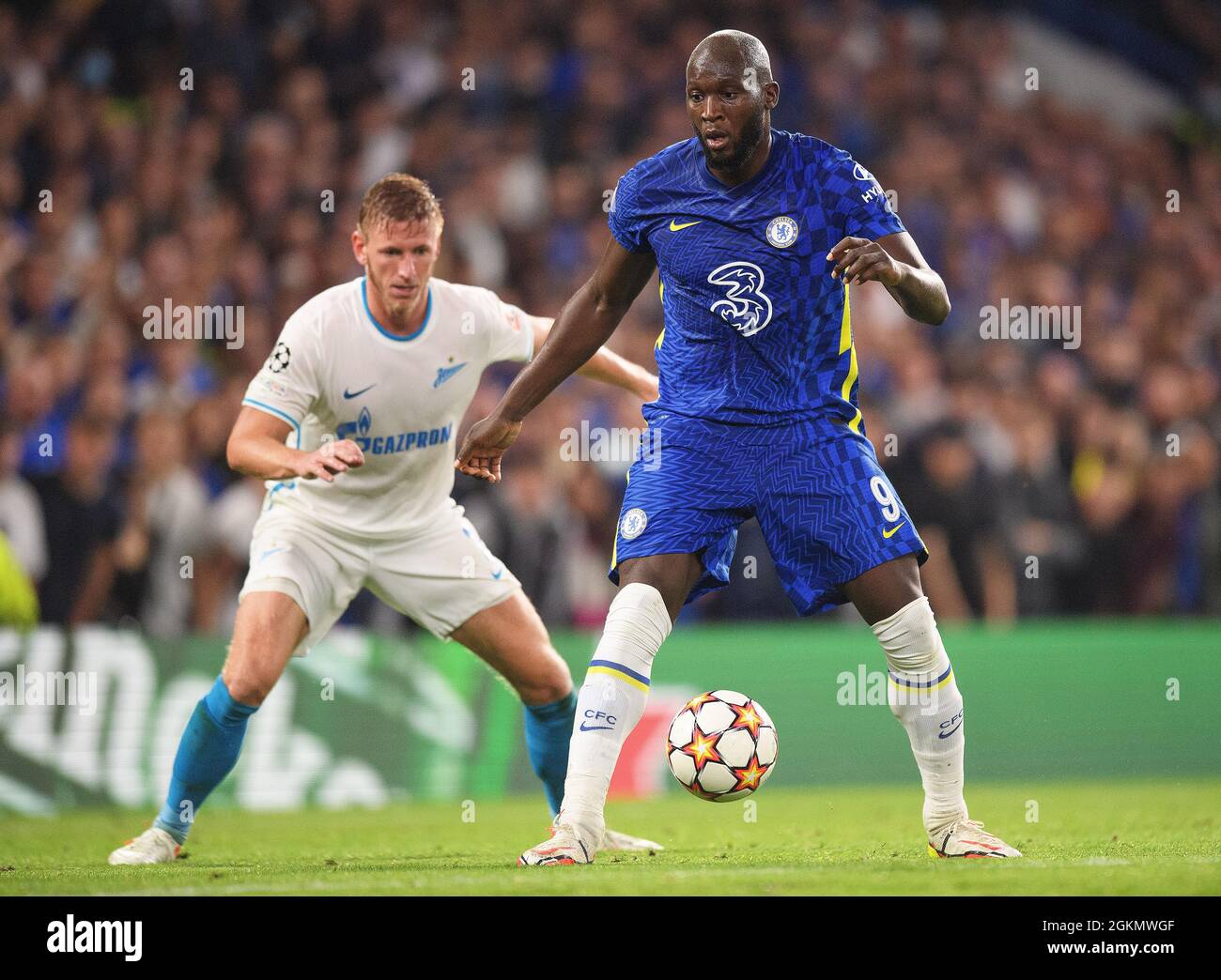 14 settembre 2021 - Chelsea v Chelsea v Zenit St Petersburg - UEFA Champions League - Gruppo H - Stamford Bridge Romelu Lukaku durante la partita di Champions League al ponte di Stamford. Picture Credit : © Mark Pain / Alamy Live News Foto Stock