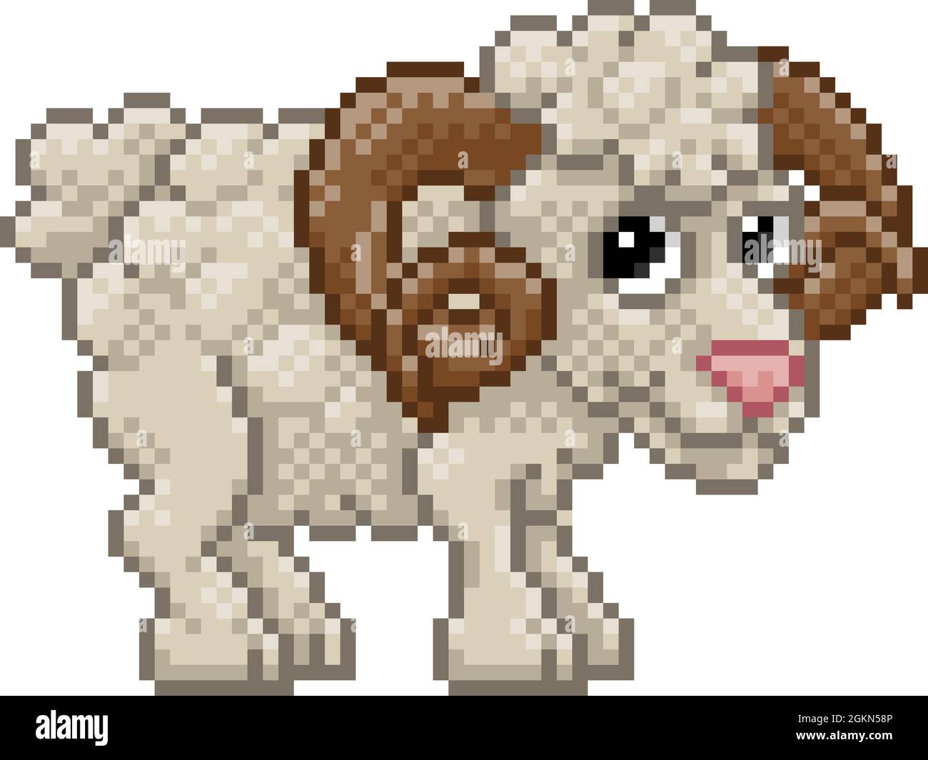 RAM Sheep Goat pixel Art Animal Video gioco Cartoon Illustrazione Vettoriale