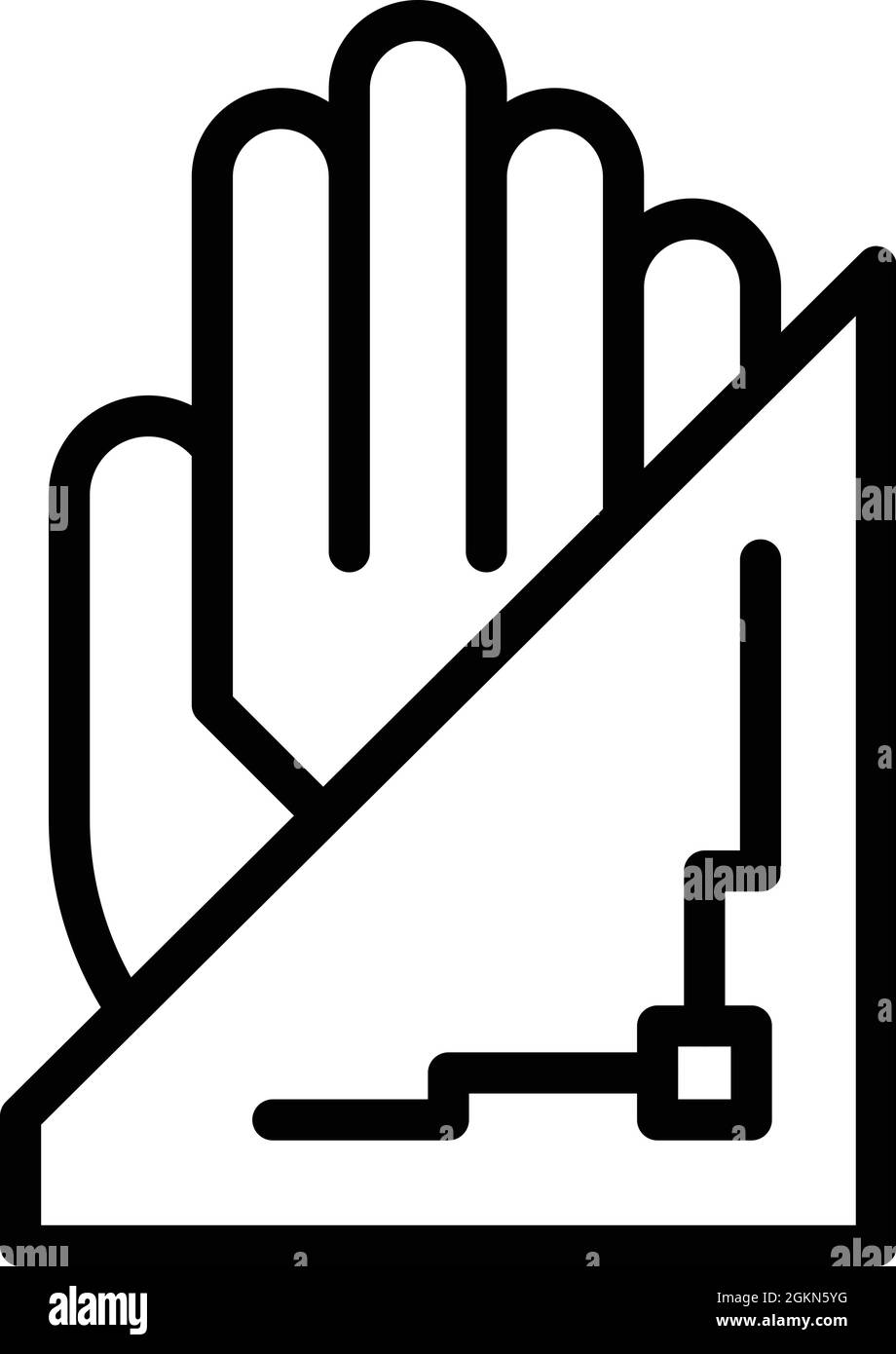 Tecnologia di scansione Palm icona vettore di contorno. Identificazione della mano. Scansione impronta digitale Illustrazione Vettoriale