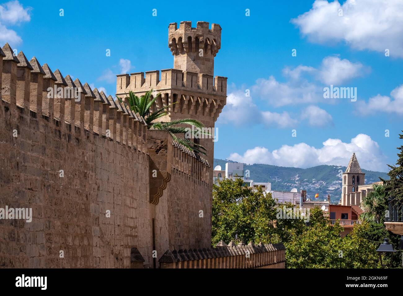 Antiche fortificazioni a Palma di Maiorca, Isole Baleari, Spagna Foto Stock