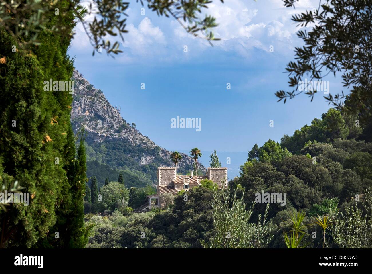 Vista dalla Cartoixa de Valldemossa, Maiorca, Spagna Foto Stock