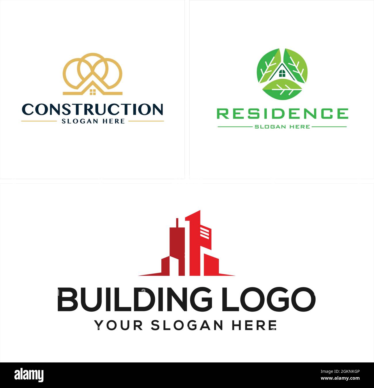 Costruzione immobiliare residenza eco friendly logo design Illustrazione Vettoriale