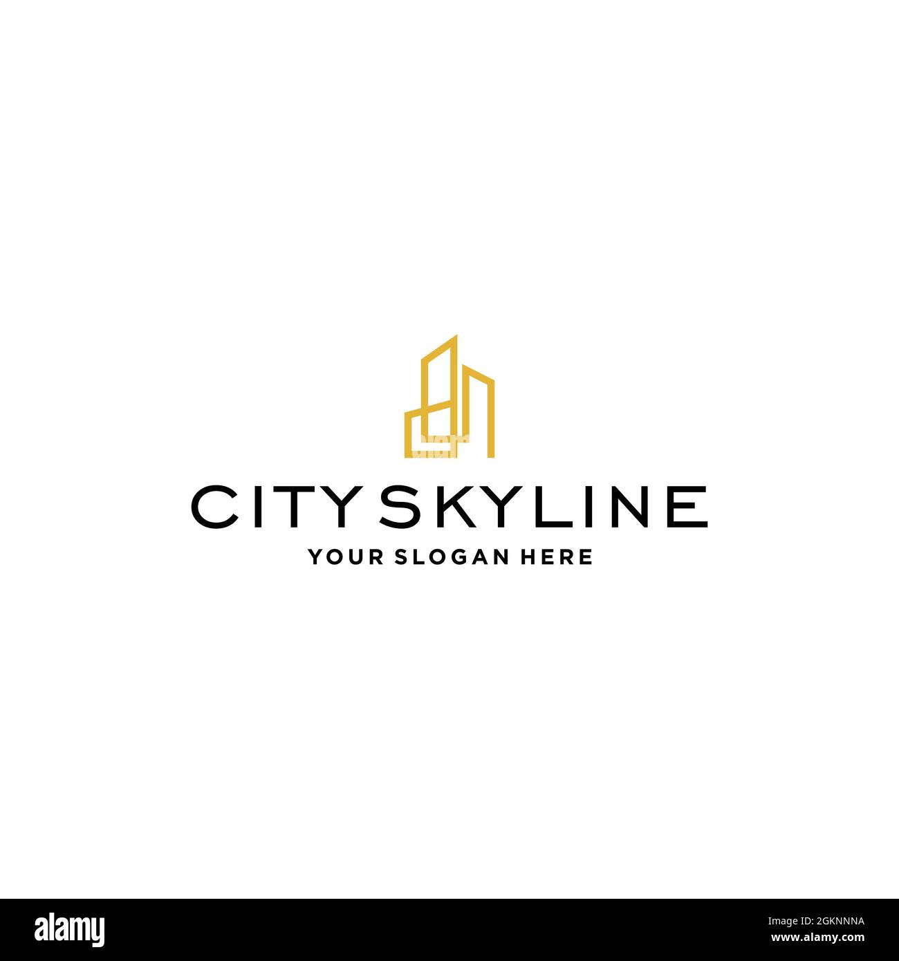 Minimalista SKYLINE DELLA CITTÀ edificio logo design città Illustrazione Vettoriale