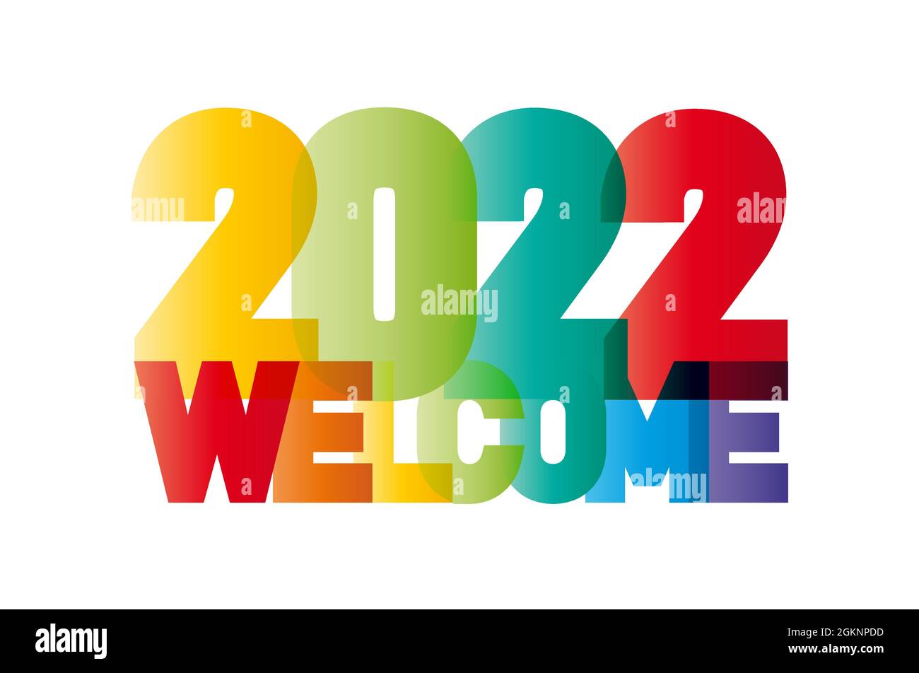 benvenuti nel nuovo anno 2022 testo creativo e colorato Illustrazione Vettoriale