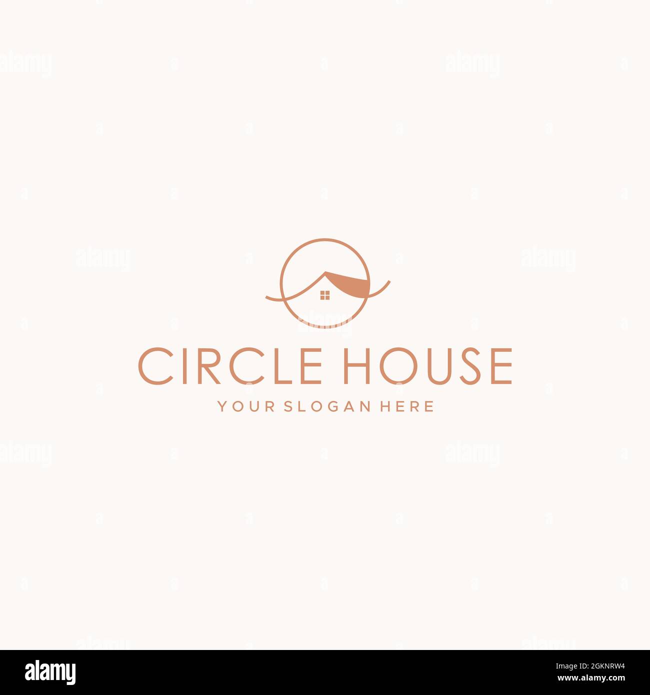 Minimal CERCHIO CASA tetto logo design Illustrazione Vettoriale