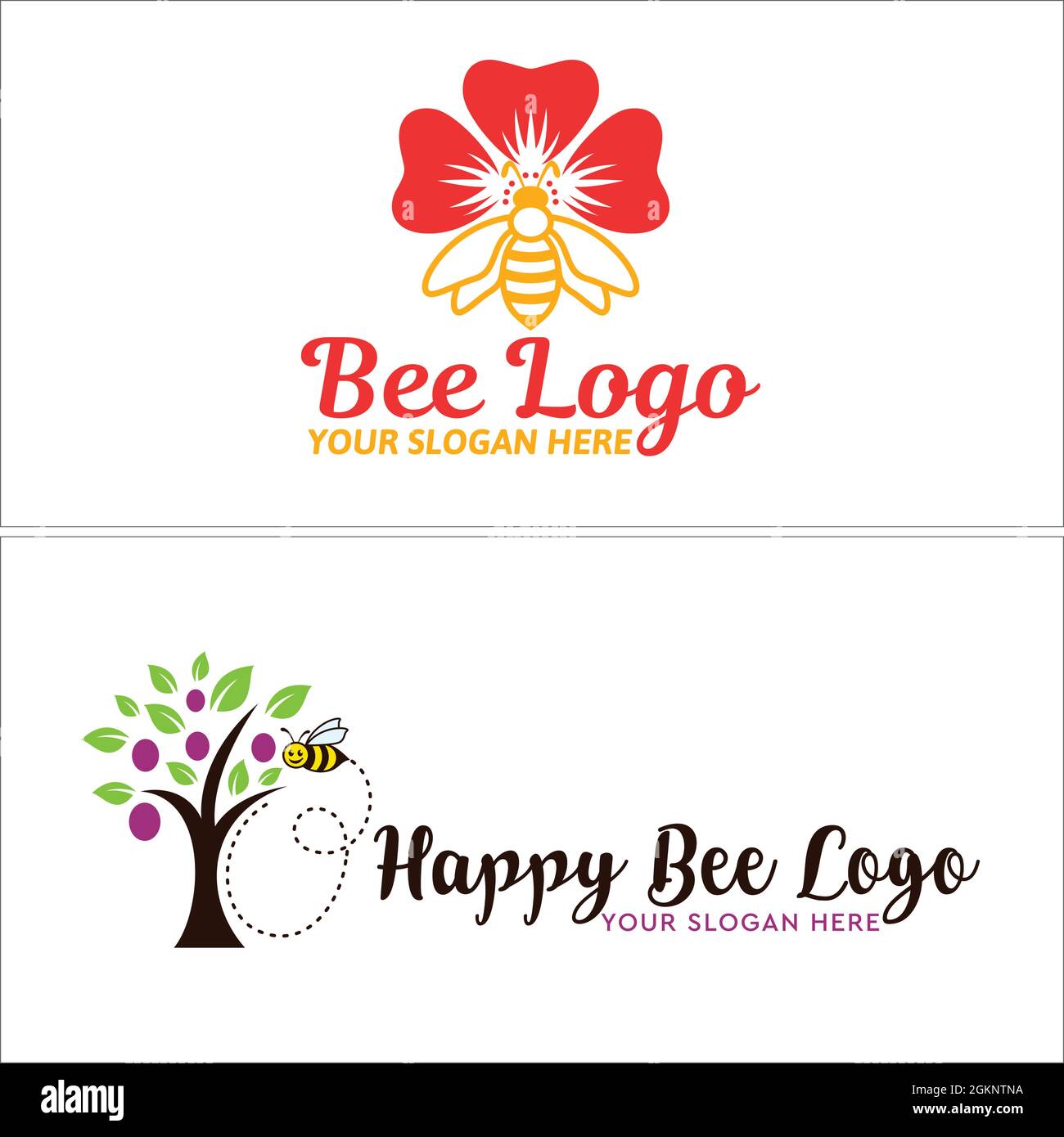 Agricoltura fiore apicoltore ape logo design Illustrazione Vettoriale