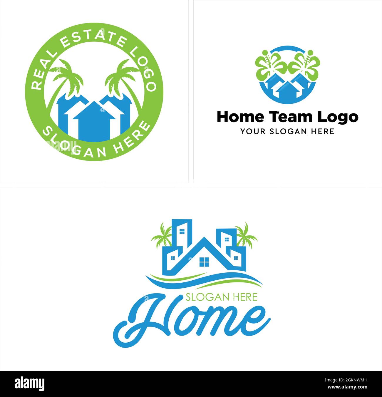 Immobiliare casa costruzione eco friendly natura logo design Illustrazione Vettoriale