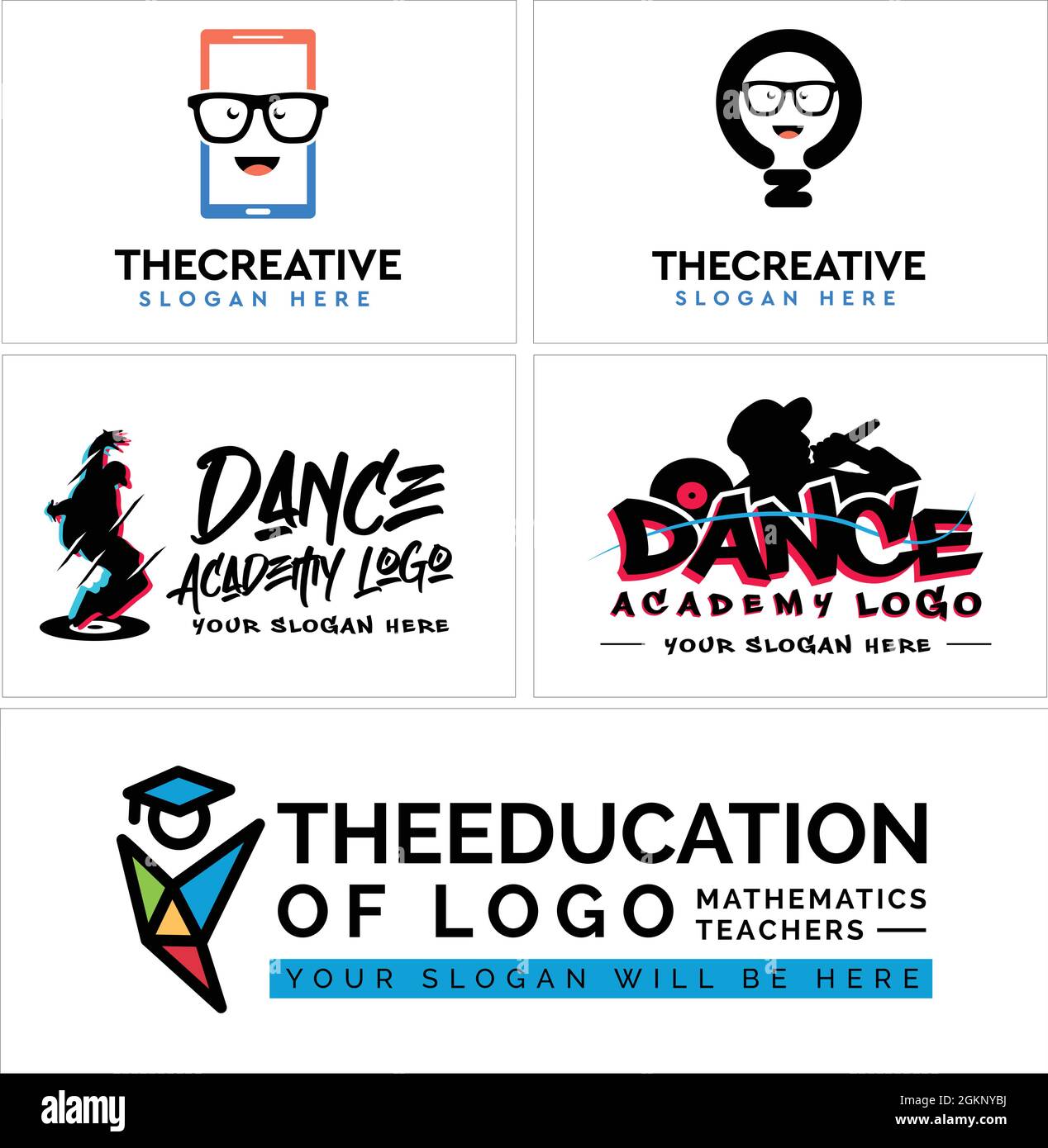 Education dance sing design innovativo del logo Illustrazione Vettoriale