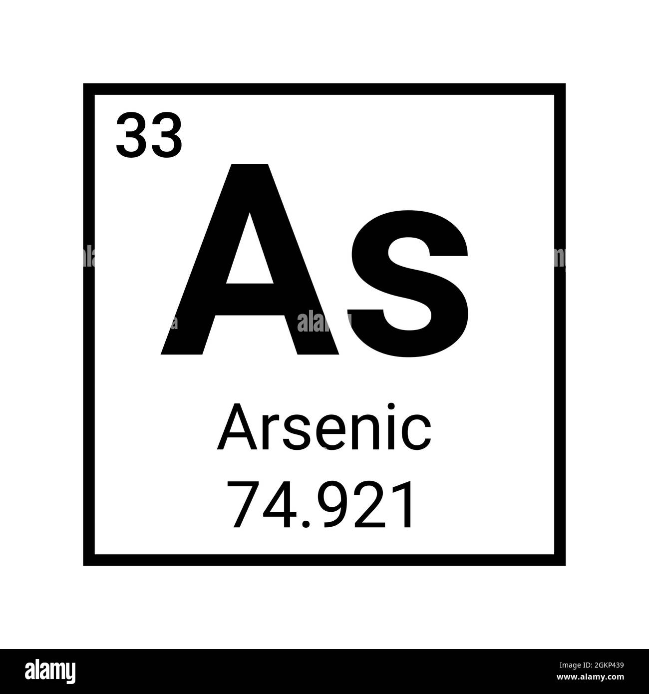 Icona elemento tabella periodica arsenico. Simbolo chimico atomo di arsenico Illustrazione Vettoriale