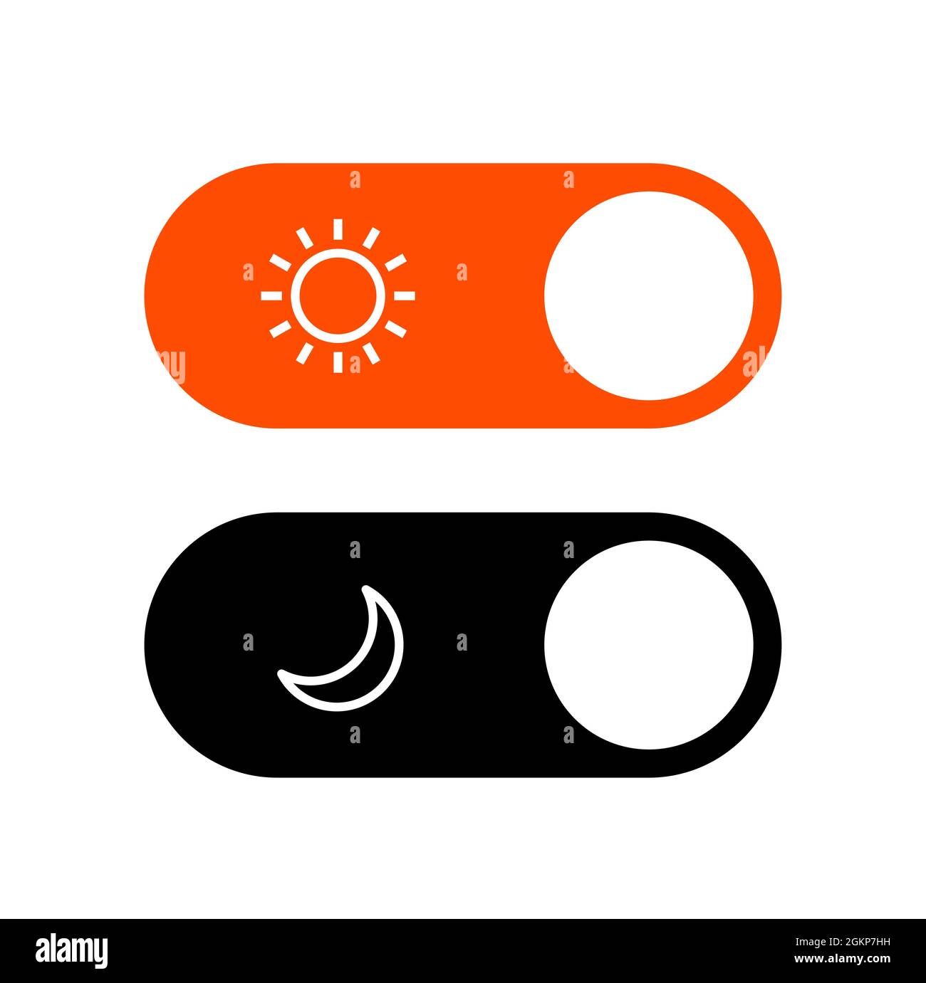 Pulsante ui interruttore modalità giorno notte. Tema cursore modalità buio chiaro Illustrazione Vettoriale