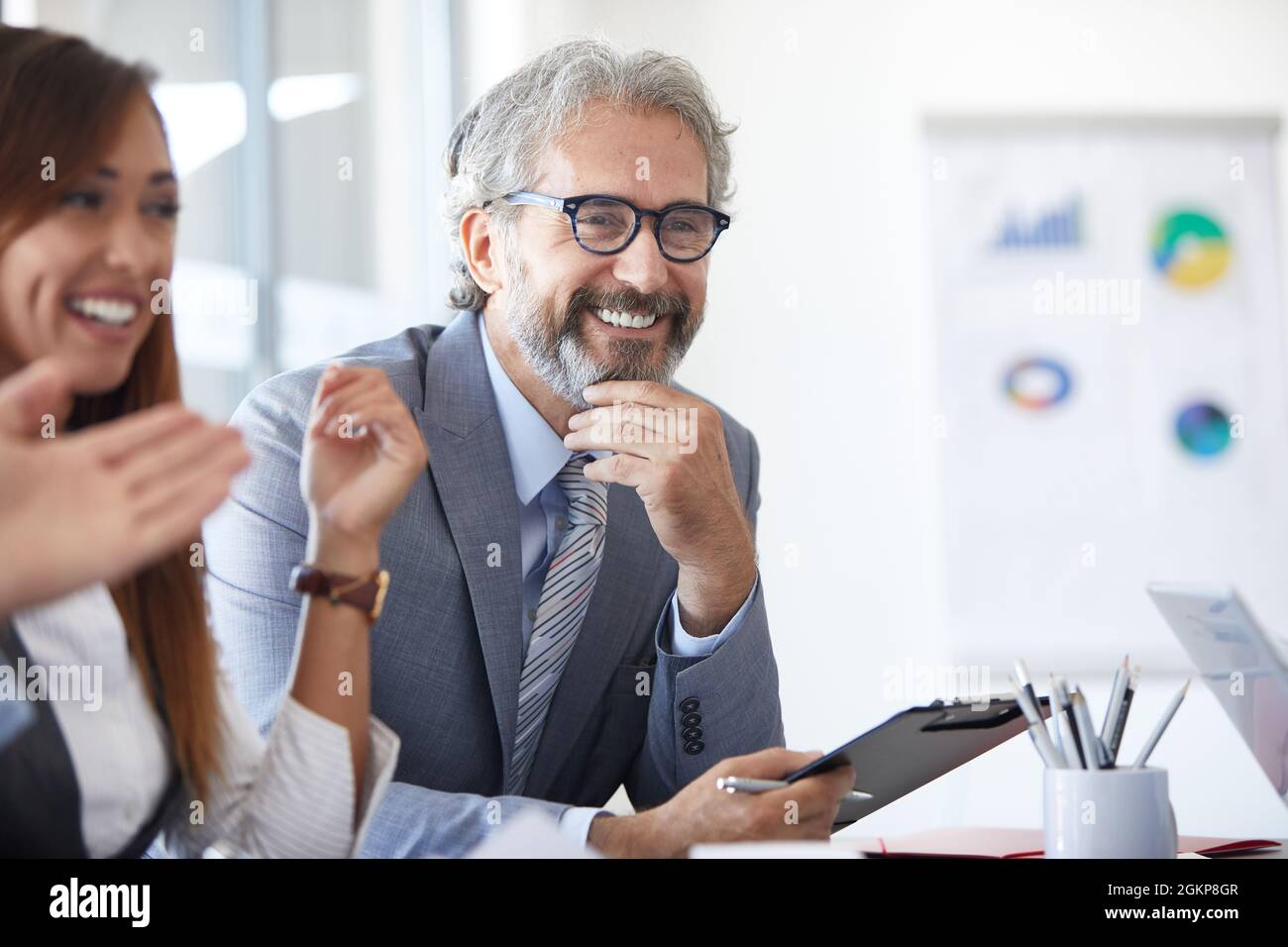 business man senior office ritratto corporate meeting Foto Stock