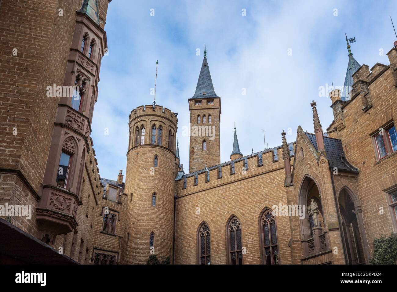 Hohenzollern Castle Courtyard - Baden-Wurttemberg, Germania Foto Stock