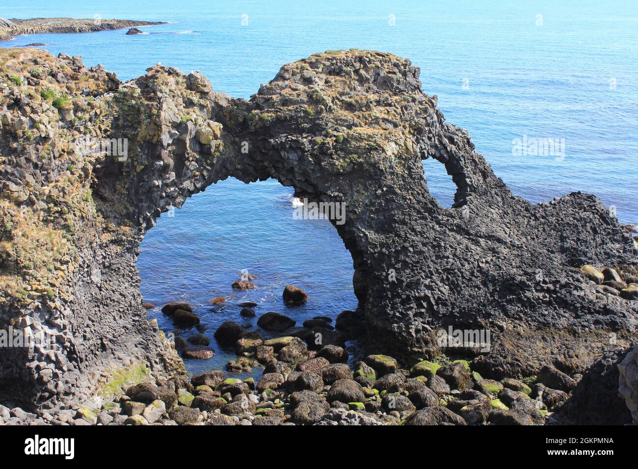 Drammatiche formazioni rocciose vulcaniche, Islanda Foto Stock