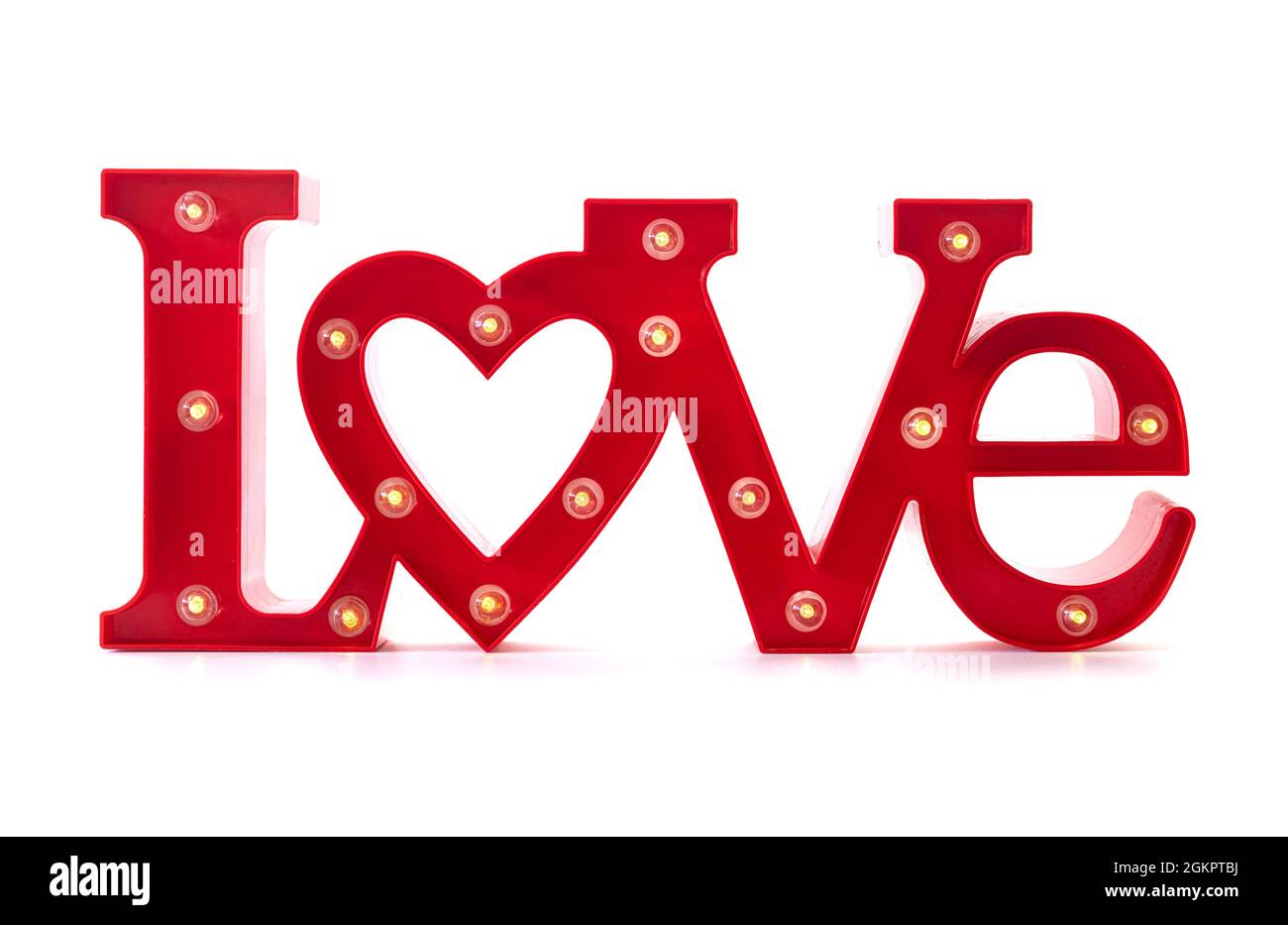 simbolo d'amore rosso illuminato Foto Stock