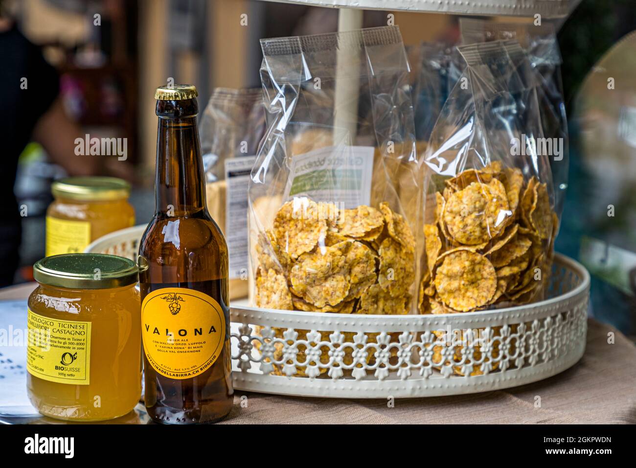 Alcuni prodotti realizzati da farina Bona. Circolo d'Onsernone, Svizzera Foto Stock