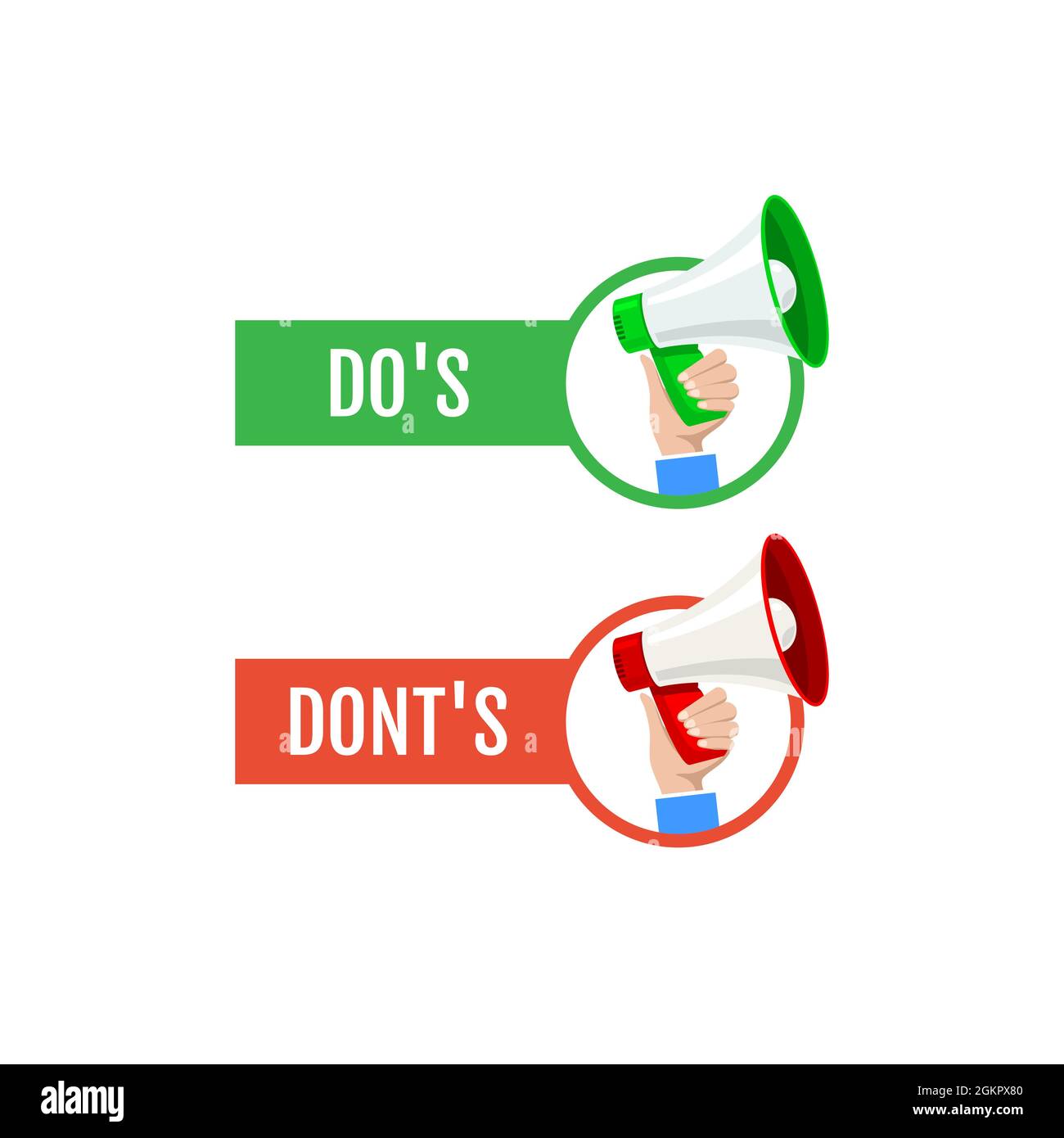 Etichetta piatta DOS dona icona. Corrent errato no e sì simbolo Illustrazione Vettoriale