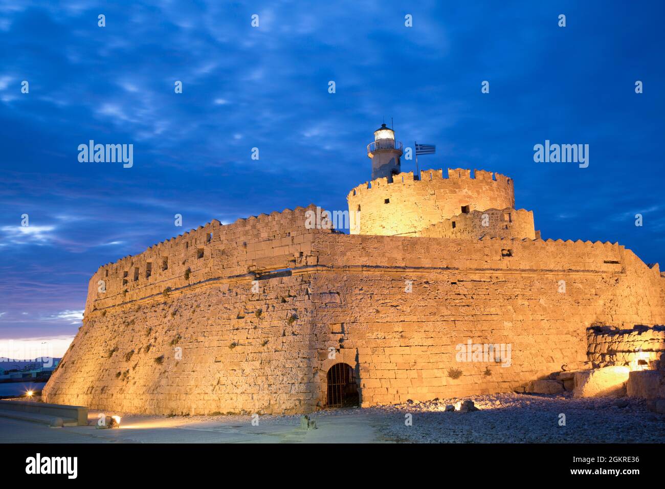 Sera, Forte di San Nicola, Rodi, Gruppo dell'Isola Dodecanese, Isole Greche, Grecia, Europa Foto Stock
