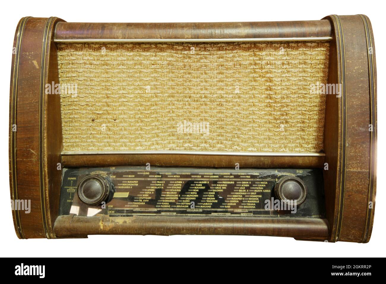 ricevitore radio in legno vecchio stile Foto Stock