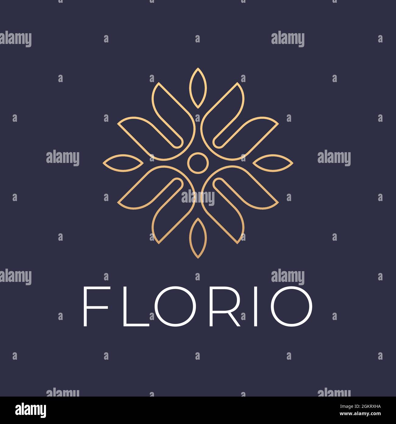 Modello vettoriale per logo floreale lineare. Logo floreale astratto per salone di bellezza, cosmetici, spa. Illustrazione Vettoriale