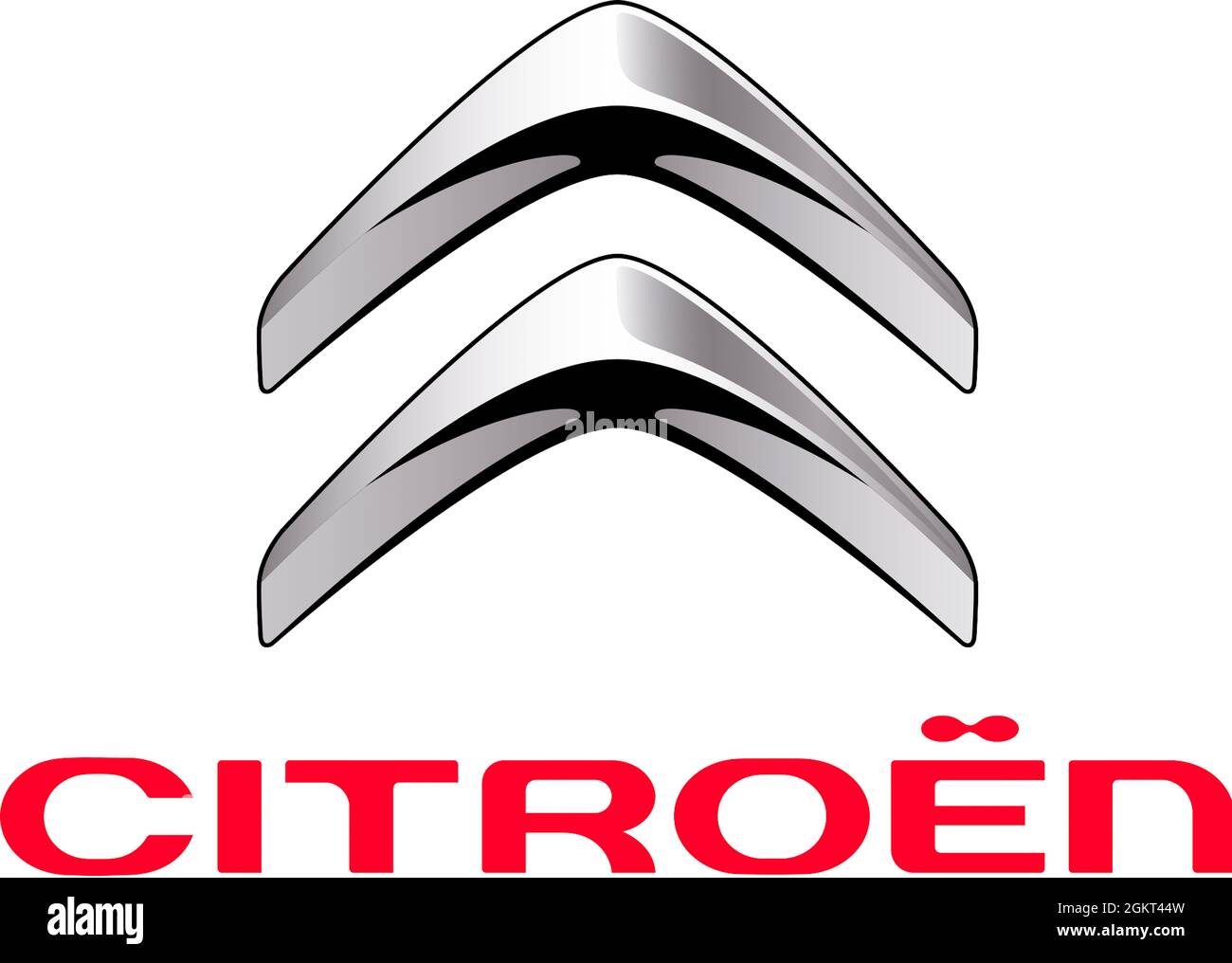 Logo aziendale del produttore di automobili Citroen con sede a Parigi - filiale del gruppo francese di produzione di automobili Peugeot Citroen PSA - F Foto Stock
