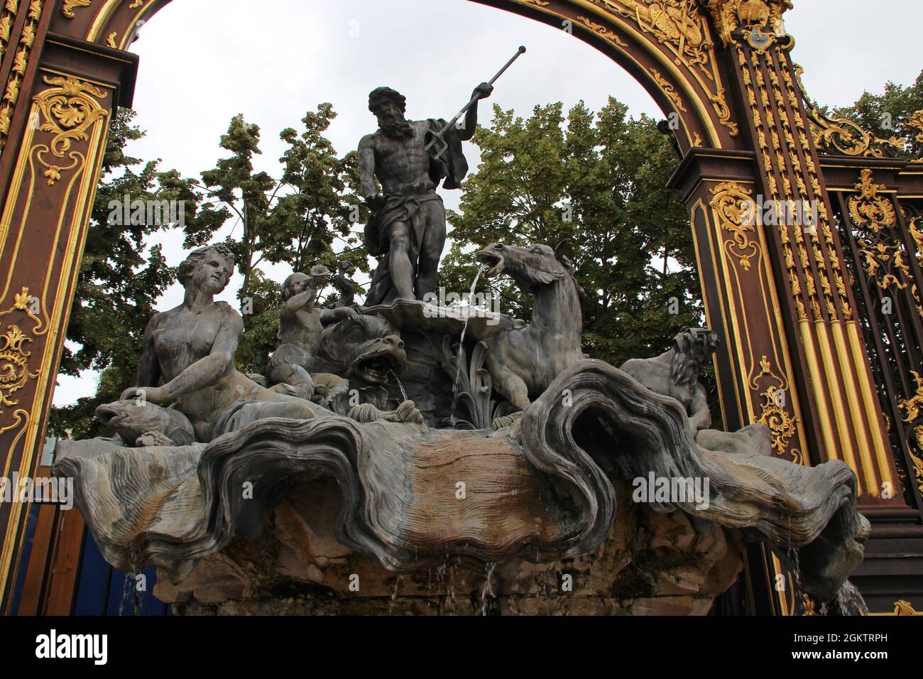 fontana barocca (nettuno) in piazza stanislas a nancy in lorena (francia) Foto Stock